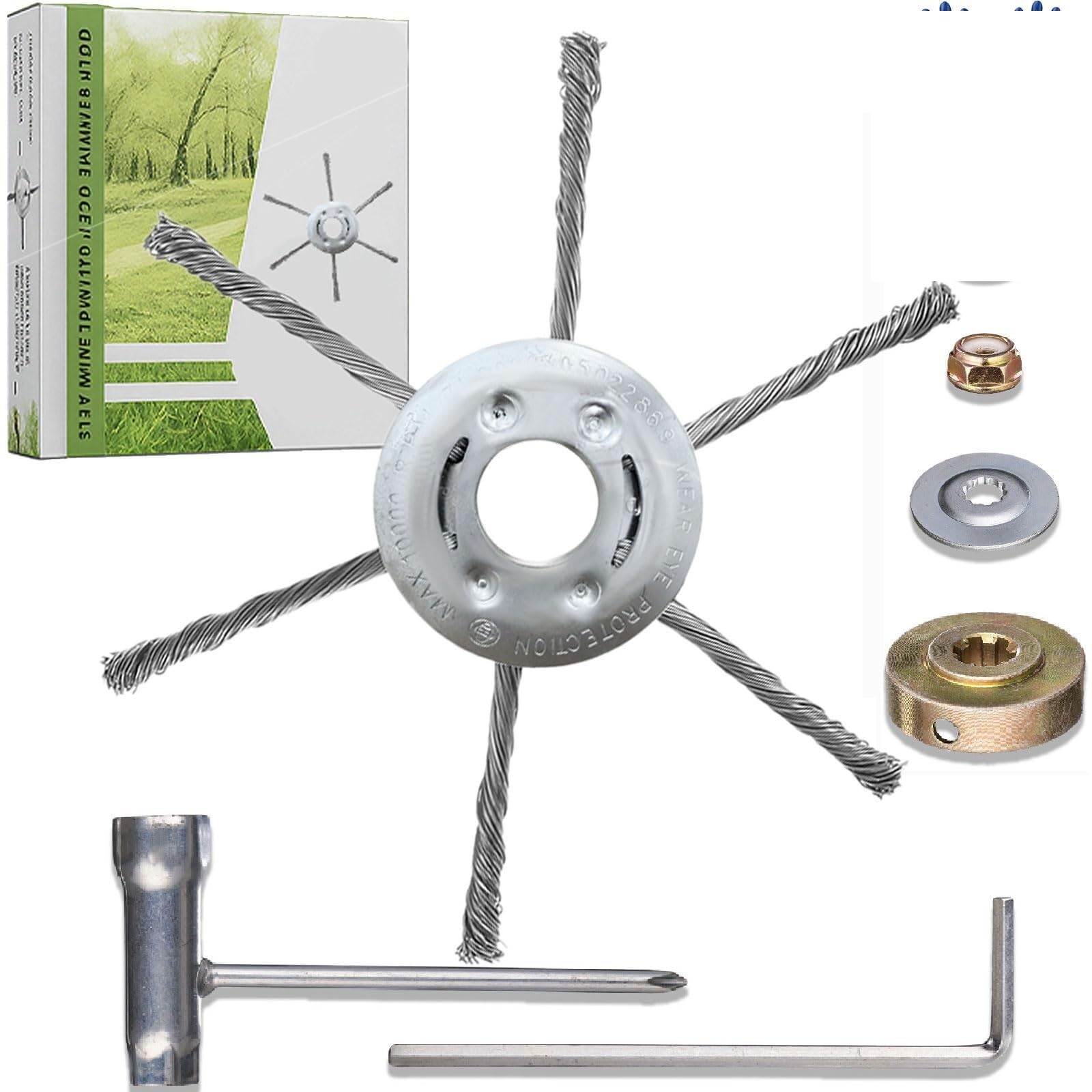 Cabezal de Alambre for desbrozadora de césped: Repuesto Universal for desbrozadora de Gasolina. Cabezal de Alambre de Acero Resistente de 7/8/9 Pulgadas for césped.(6 Blades 8-Inch)