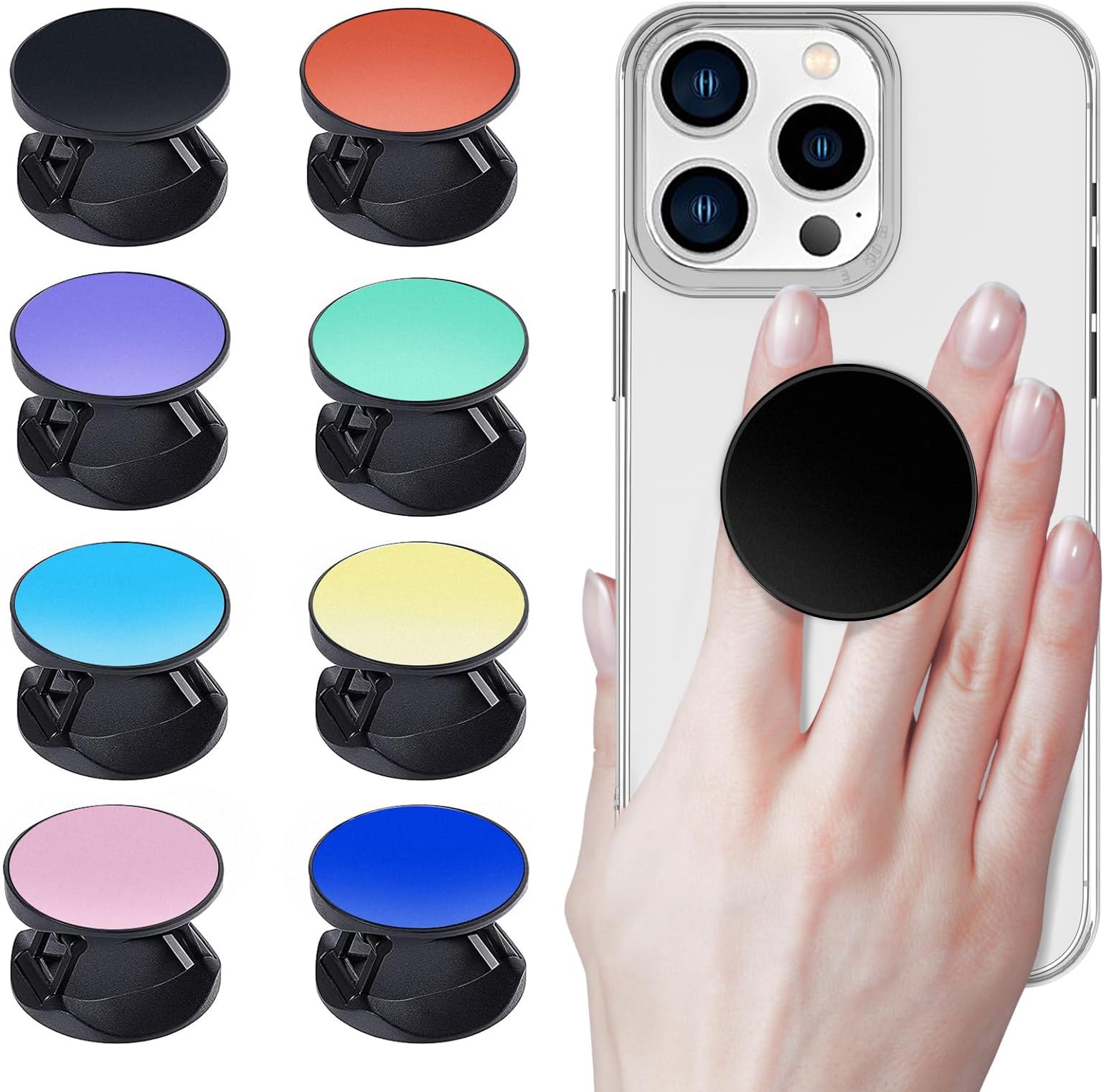 8 Pack Cell Phone Stand Foldable Expanding Phone Sockets Finger Grip Holder for Smartphone and Tablets (Multiple Colors)