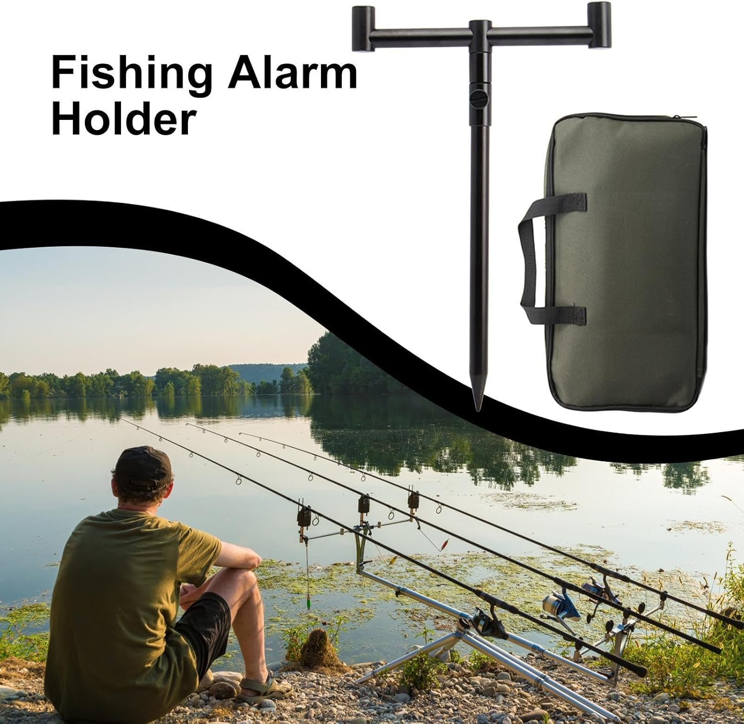 バイトアラームロッドホルダー、アラームロッドホルダー - 釣り竿ブラケット - 初心者向け調節可能な鯉釣り竿スタンドホルダー釣り竿ポ