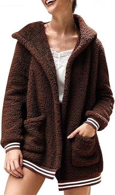 Amazon.com: LEIYAN Chaqueta con capucha para mujer, manga larga, forro  polar afelpado, abrigo de invierno con bolsillos : Deportes y Actividades  al Aire Libre