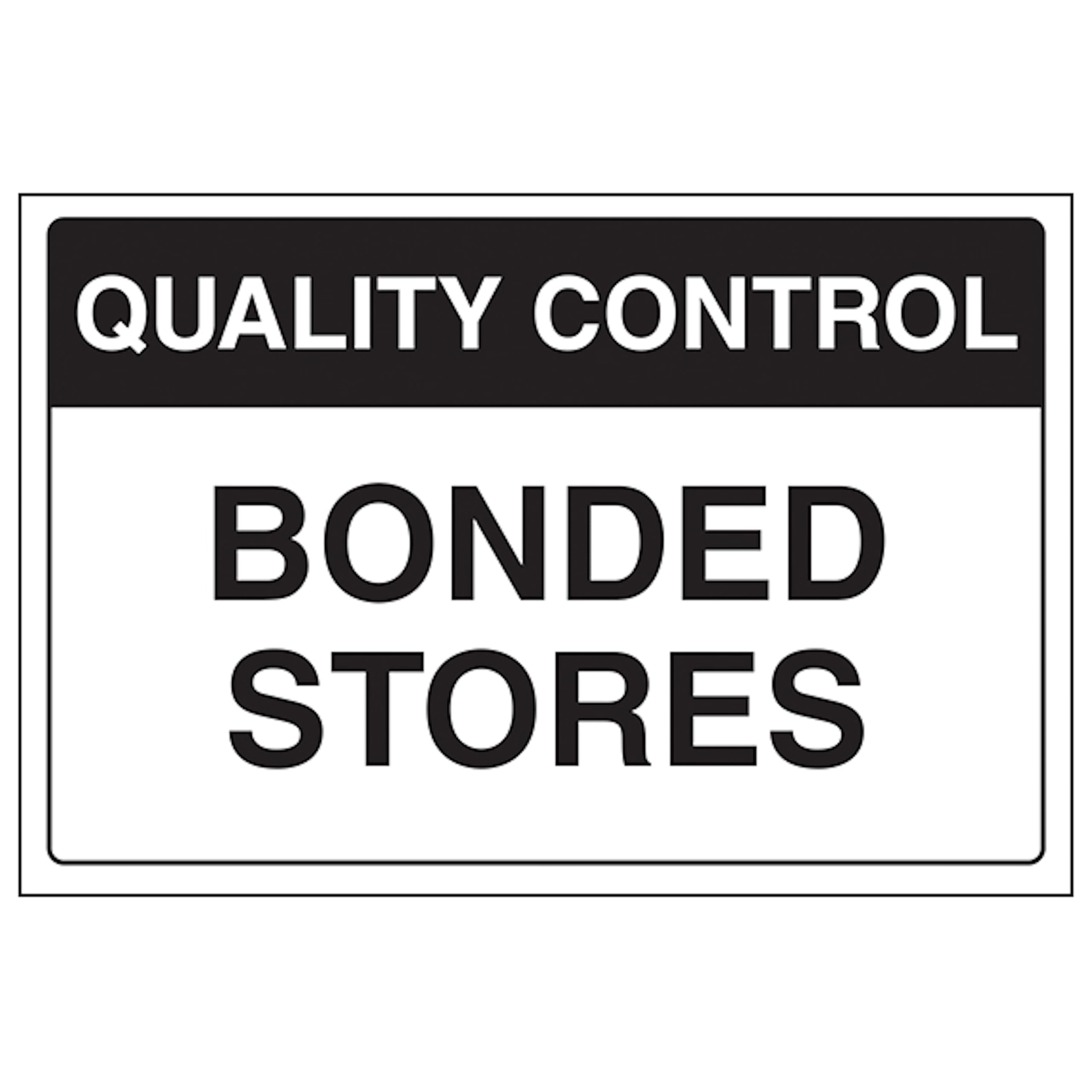 V Safety Quality Control - Bonded Stores 300 x 200 mm - Self Adhesive Vinyl - Aluminium Effect Safety Sign