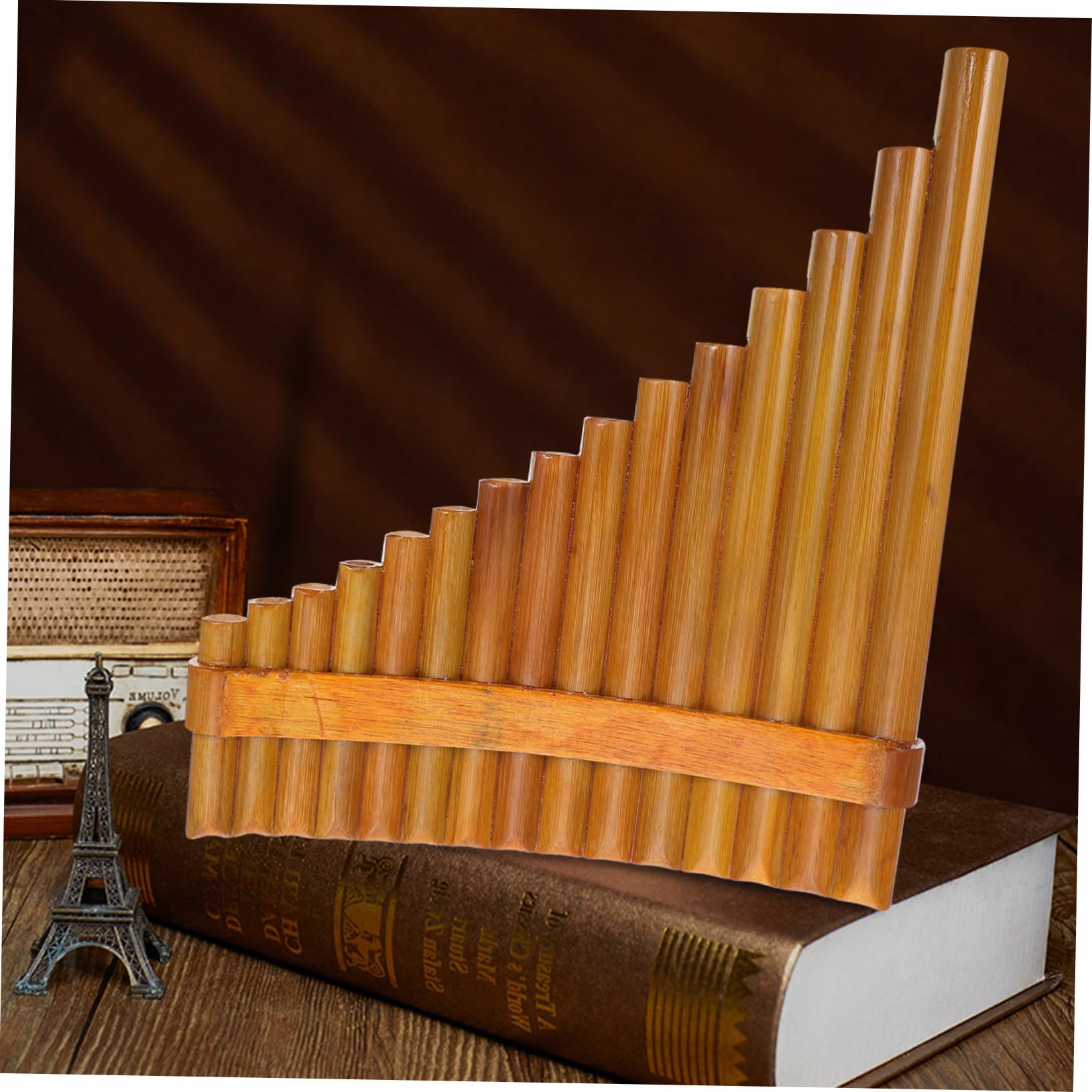 NOLITOY Rohr Panflöte Links Holzfarbe Traditionelles Musikinstrument für Anfänger und Schüler Präzise Tonlöcher Robust und Lehrreich für Musikförderung