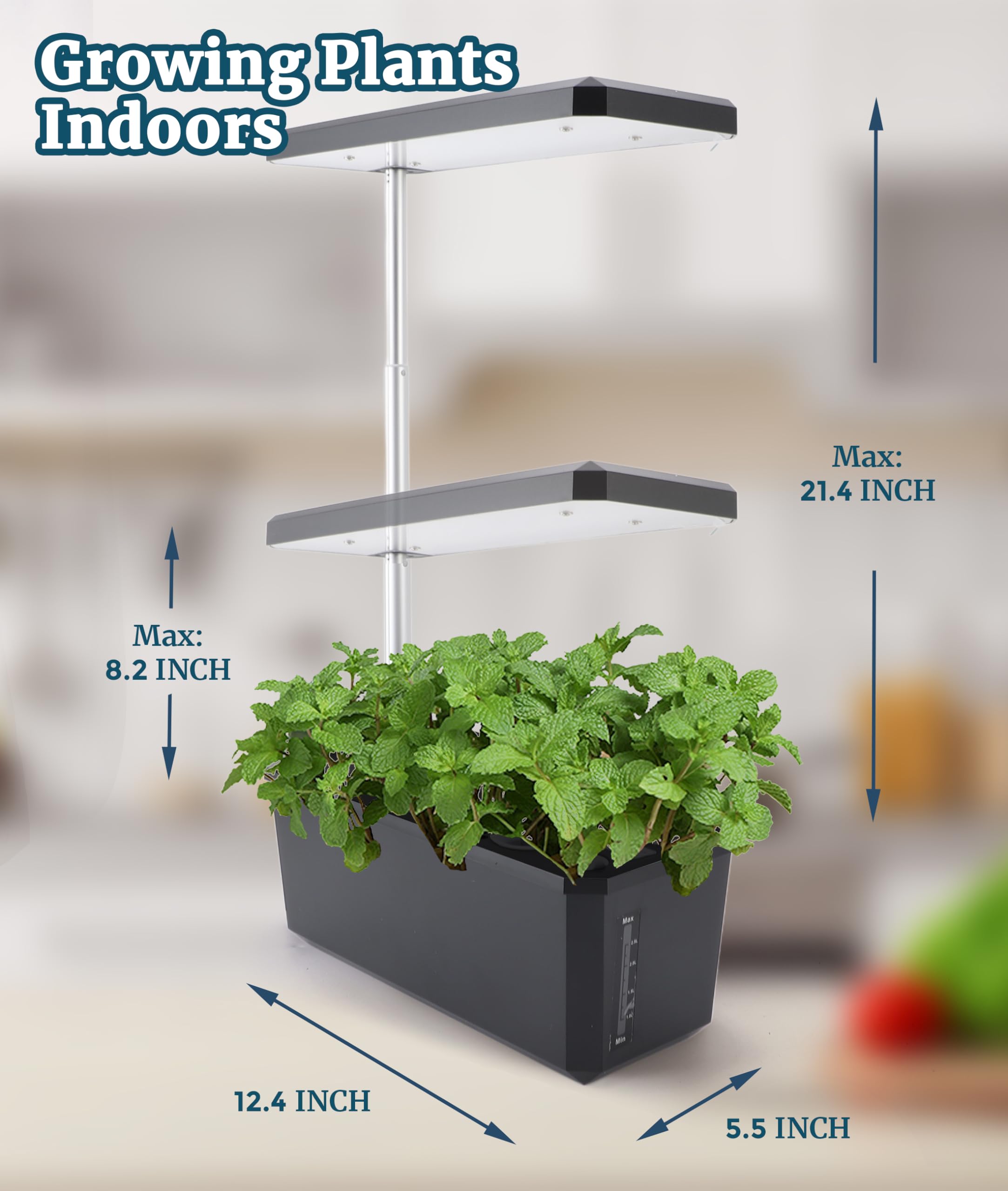 System Uprawy Hydroponicznej Gugxiom Ogród Kryty, 6 Kapsułek Zestaw do Uprawy Hydroponicznej ze światłem LED, przestrzeń Uprawy 40 Cm, do ziół i Roślin (BLACK)