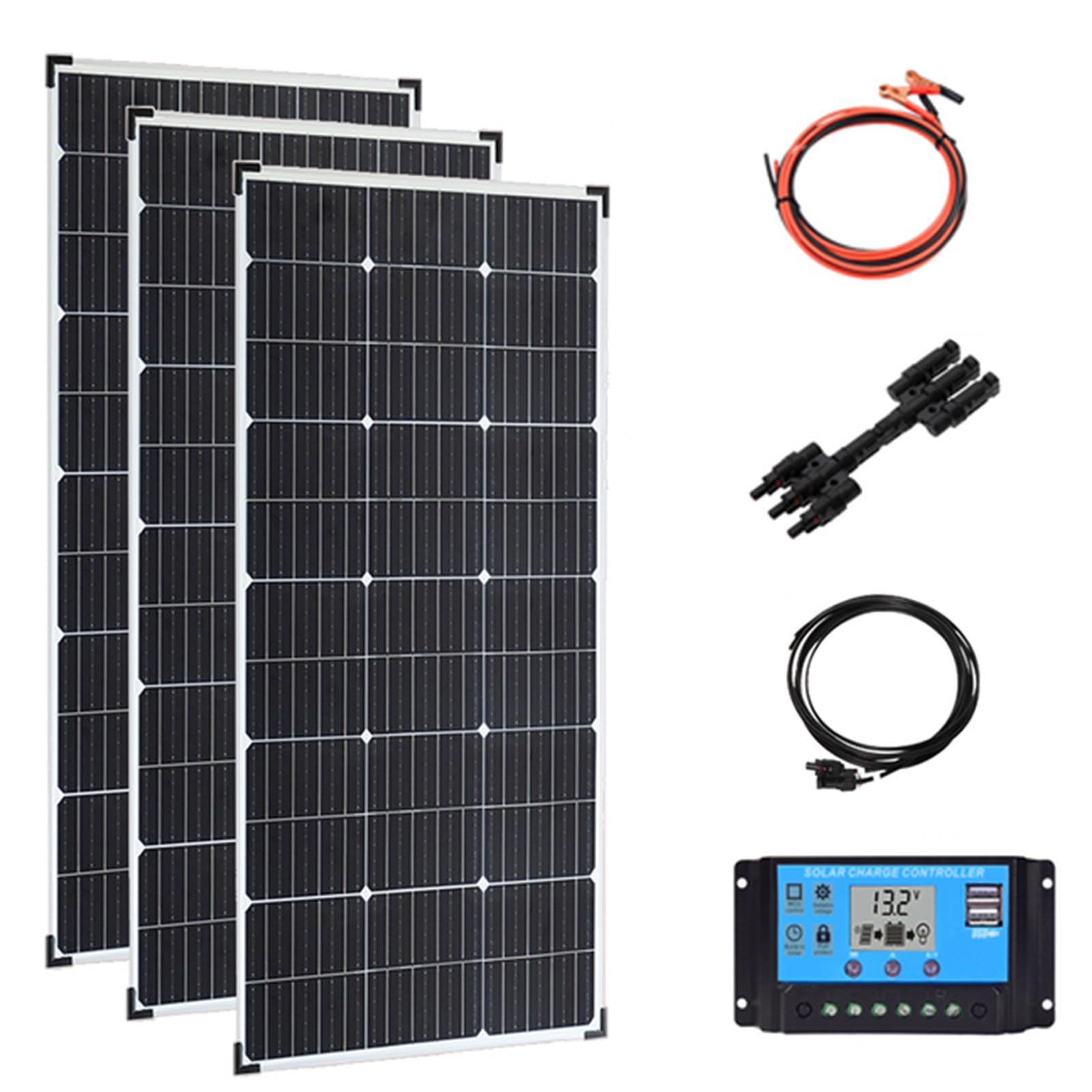 SXYKXYDL 400w Monocrystalline Solar Panel 800w 18v Solar System Kit Pv Module Battery 20a Controller Pv Connector for Home, Caravan, Caravan, Boat.,Three