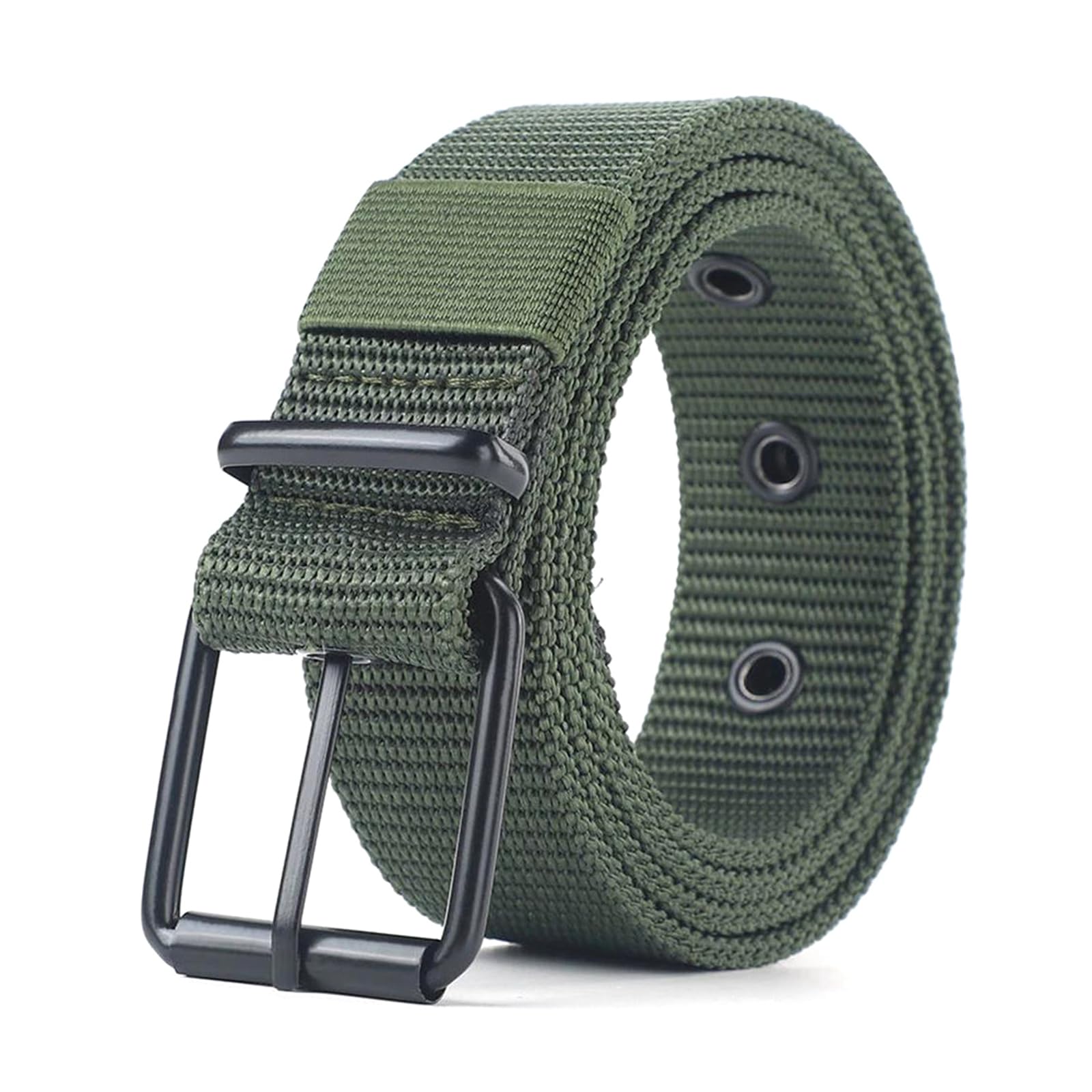 Puasny ​​Men's Pin Buckle Nylon Belt for Outdoor Tactical Waistband, Canvas Jeans Strap,A Green,120