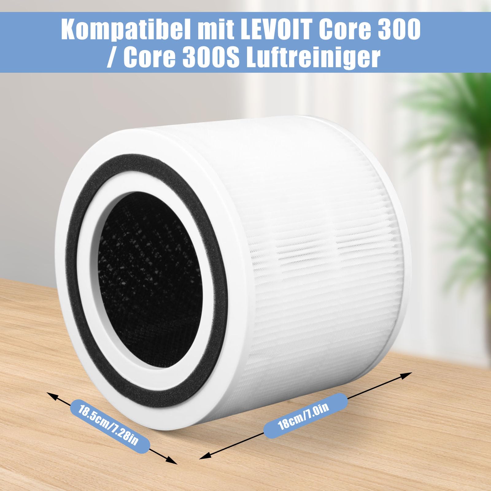 2 filtros de repuesto para LEVOIT Core 300 / 300S – 3 en 1 True H13 HEPA y filtro de carbón activo, repuesto Core 300-RF para una óptima purificación del aire