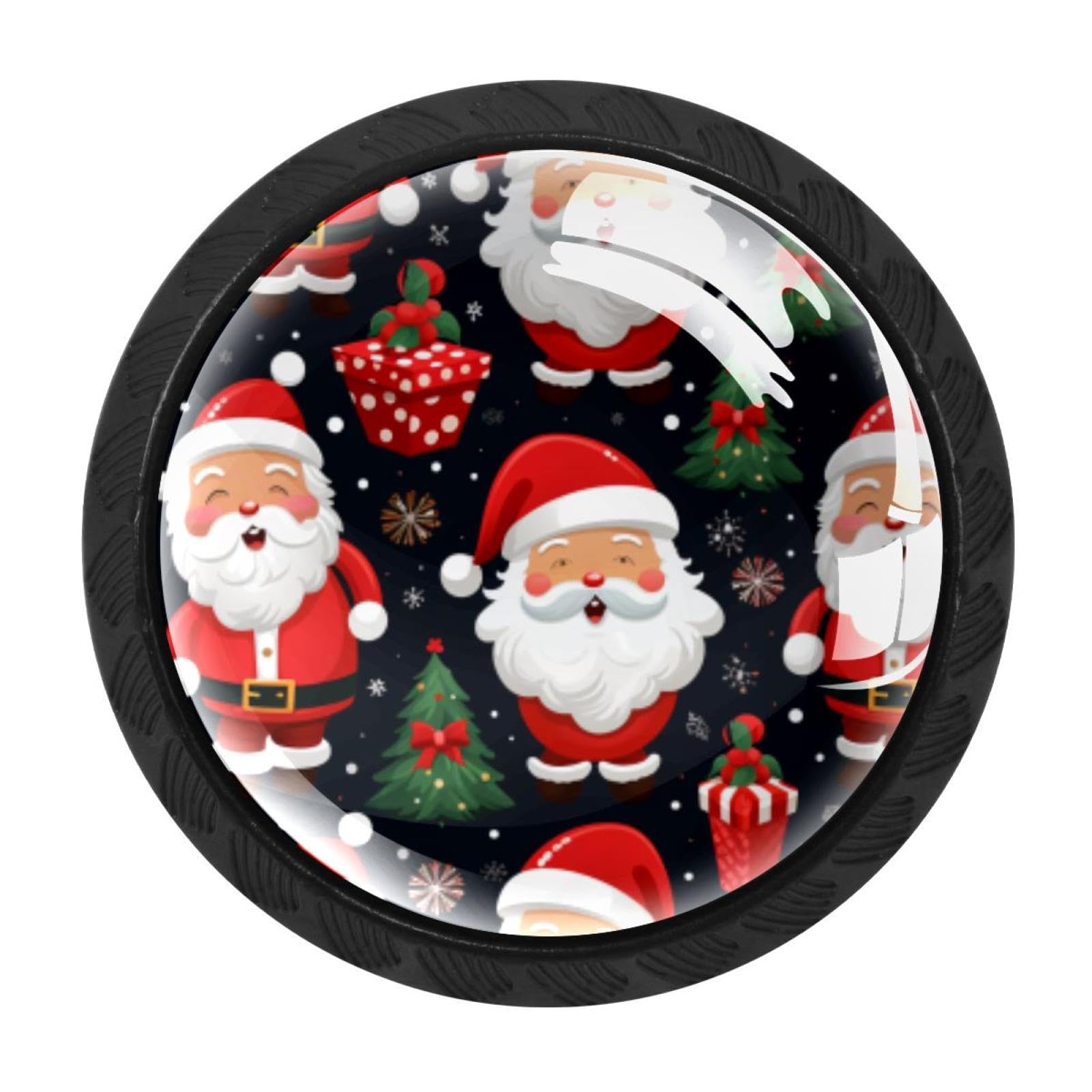 CHENZZZZ 4 Pack Cabinet Handles Black Father Christmas Santa Claus Cabinet Knobs Draw