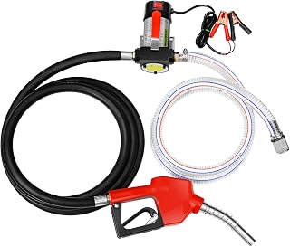 Diesel Fuel Transfer Pump Kit, 12 GPM 12V DC Portable Electric Self-Priming Fuel Transfer Pump Kit with Automatic Nozzle & Hose, Anti Clogging Device - for Trucks, Boats & Industrial Equipment