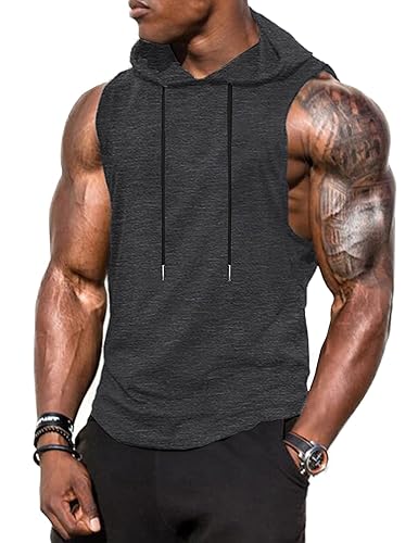Babioboa Men's Workout Hooded Tank Tops Sports Training Sleeveless Gym