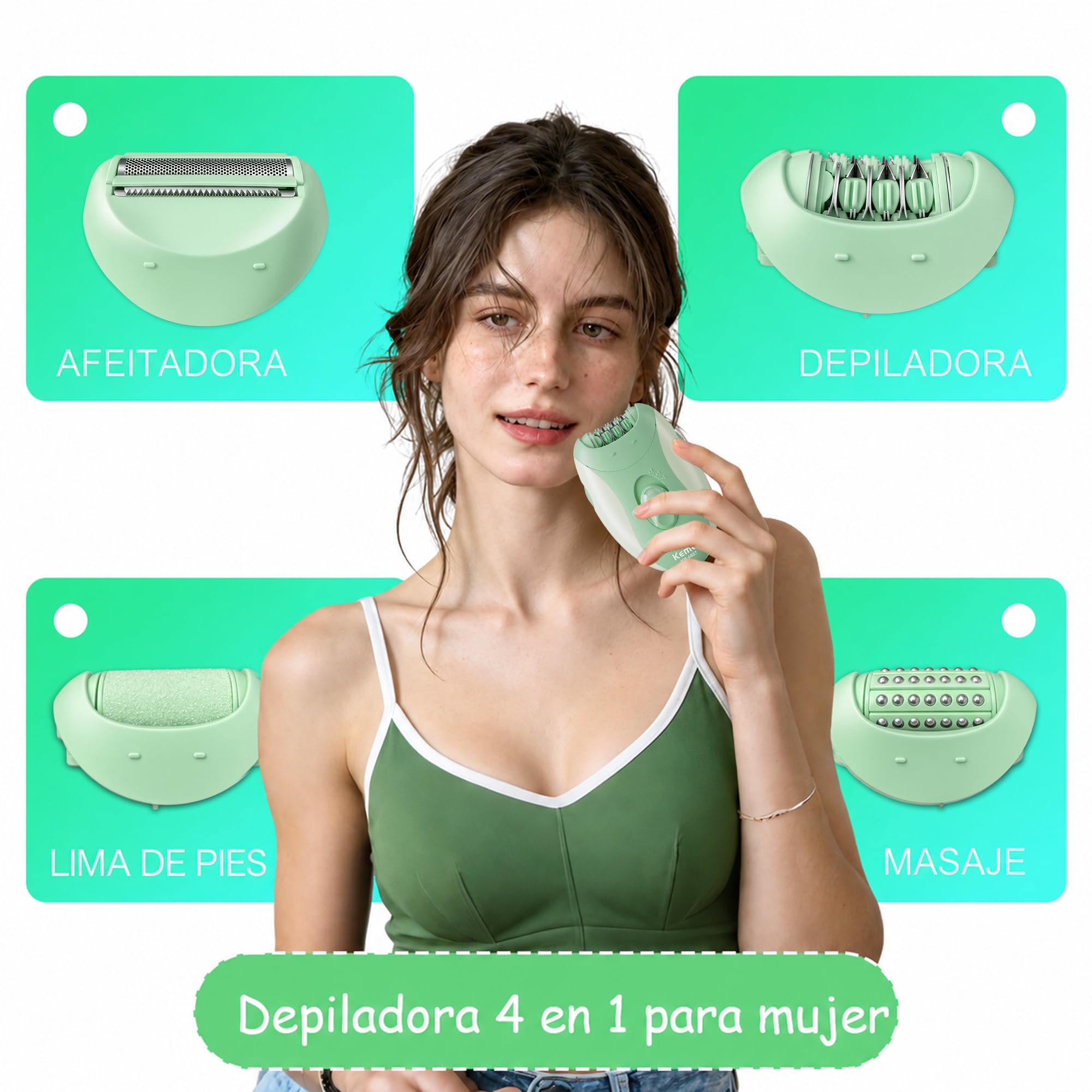 KEMEI 4-en-1 Depiladora Eléctrica Mujer, Afeitadora Corporal