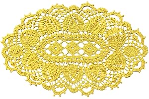 BIBITIME Lace Tablecloth Doily Handmade Crochet Round Placemats, Pack of 1, 12"...