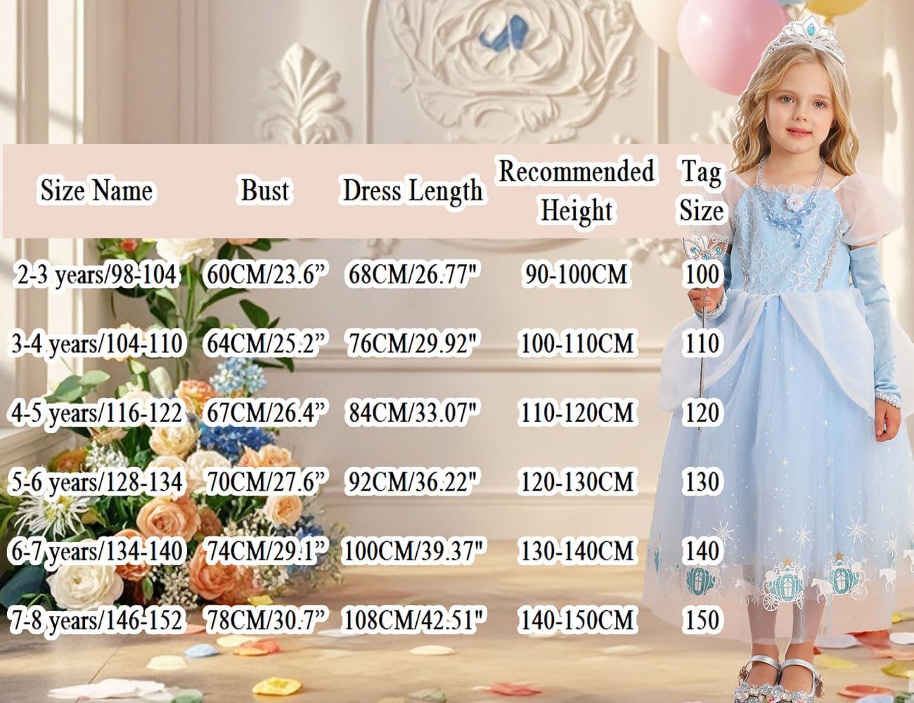IBTOM CASTLE Cenerentola Costume Da Ragazza, Elsa Regina Del Ghiaccio