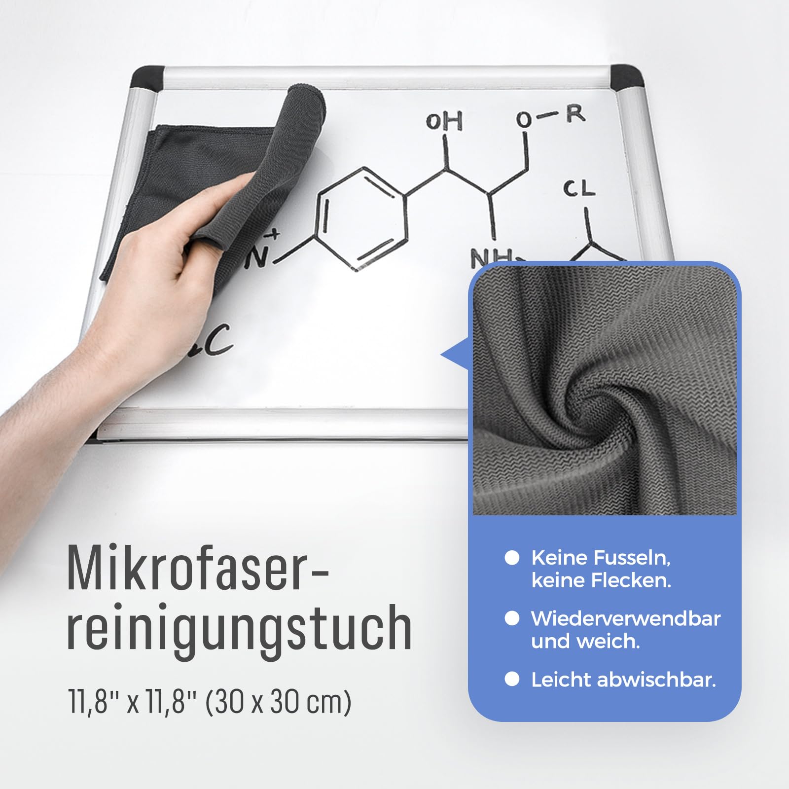 LOUKIN Ungiftiger Whiteboard-Reiniger Dry Erase Cleaner mit Tuch 6 x 250 ml | AP-zertifiziert, REACH-konform, Sanfte Formel, Geruchsarm, Effektive Reinigung, Ideal für Klassenzimmer & Büro