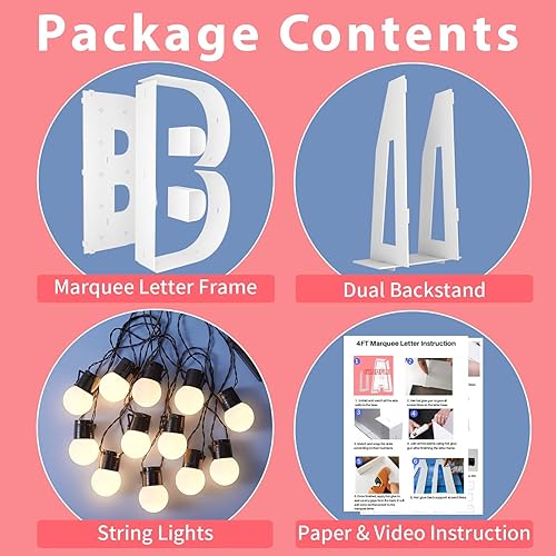 Vista 180 de Marco de números iluminados de 4 pies precortado, números de marquesina gigante, números 7, números de mosaico para globos, decoraciones de Número