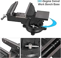 Vista 3 de Tornillo de banco resistente de 6 pulgadas, base giratoria de 360° con abrazadera de yunque de acero fundido, abrazadera de mesa vicio