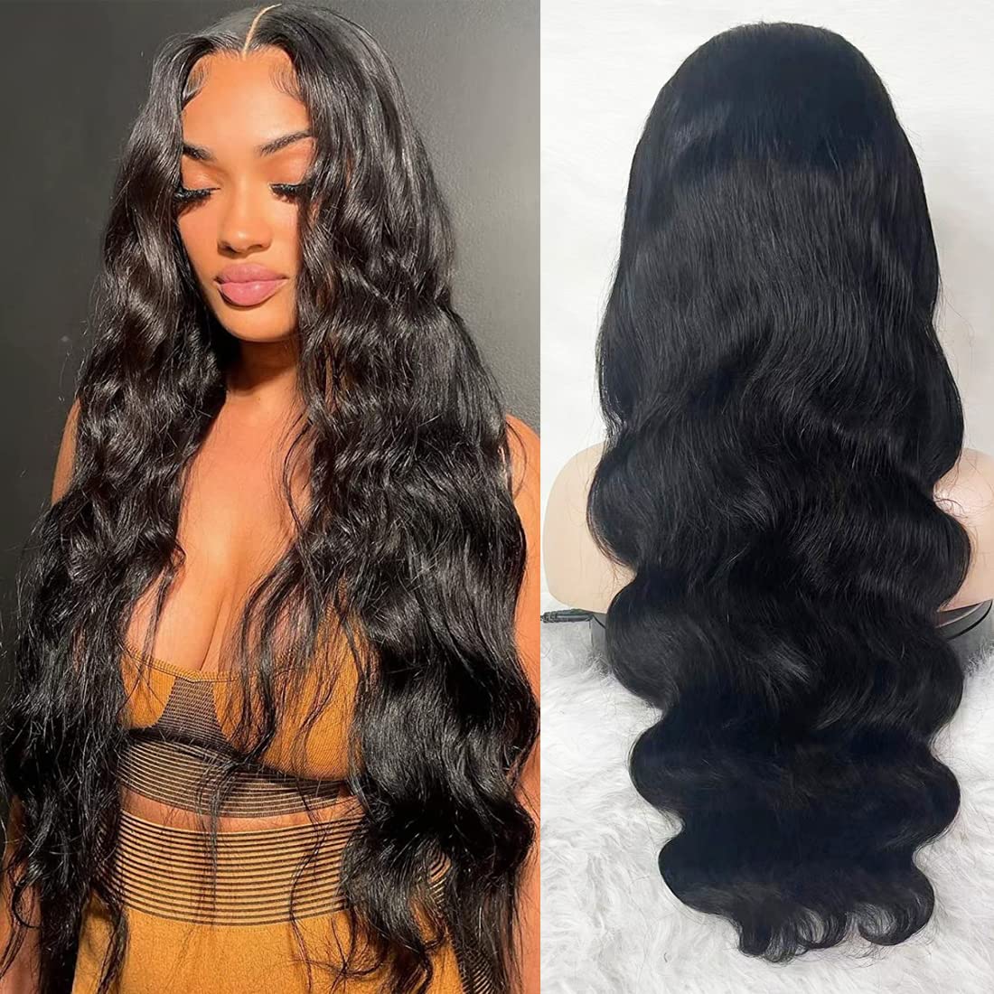 Kbeth 13x6 Body Wave HD Transparent Lace Front Wigs Human Hair Brazilian Virgin Body Wave Lace Frontal Wig Human Hair 13x6 Body Wave Wig Pre Plucked with Baby Hair for Black Women (22 Inch, Body Wave)