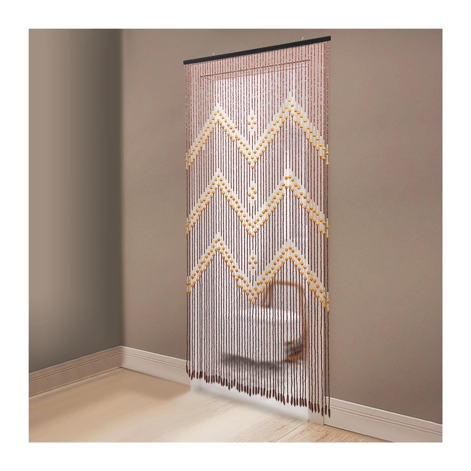 XUWEWI Wood Beaded Curtains Door String Bead Curtain For Doorways, Panel Closet Room Dividers, Natural Wooden For Doorway(175cm)