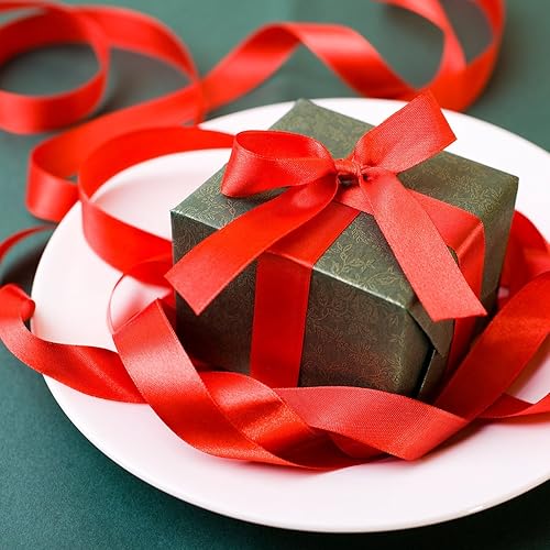 Miniatura 3 de 20 rollos de cintas de satén de Navidad de grogrén de 100 yardas de cinta de satén de 0.5 a 1 pulgada de ancho para decoración de envoltura de