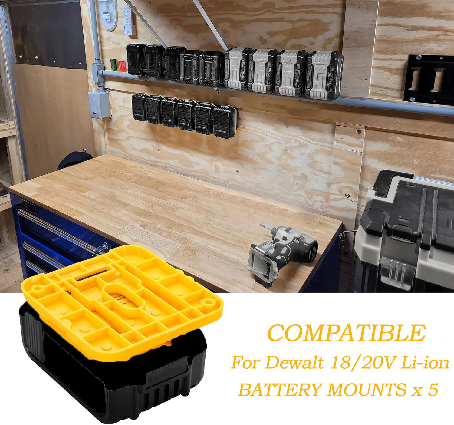 WHYICHG 5 Pack Battery Holder Compatible For Dewalt 20V Battery - View #6