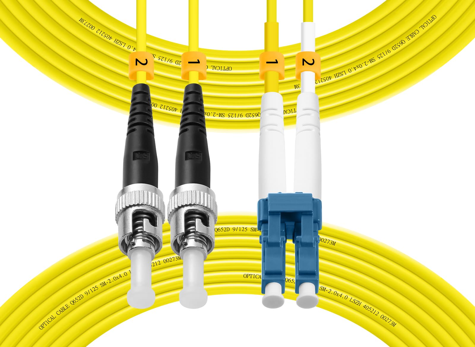 Fibergaga-OS2 LC to ST Fiber Patch Cable,20M(66ft) Single-Mode Fiber, Duplex 9/125µm, OD 2.0mm Fiber Optic Cable, Jumper Optical Patch Cord LSZH,