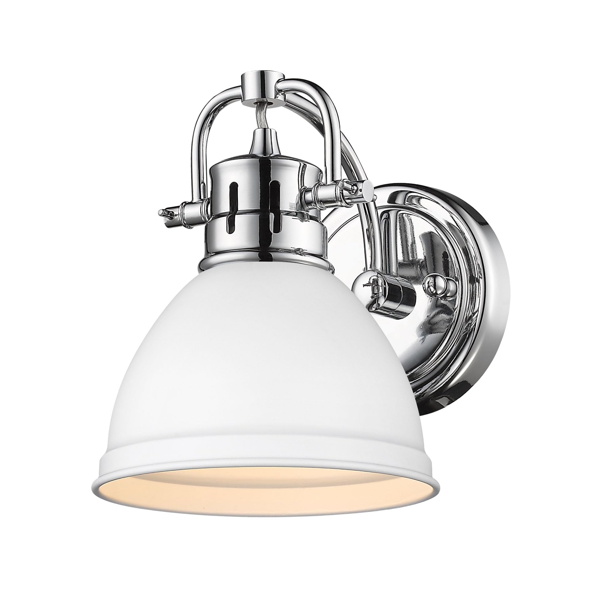 Golden Lighting 3602-BA1 CH-WHT Duncan Bath Vanity, 8.25"L x 6.5"W x 8.5"H, Chrome with a Matte White Shade