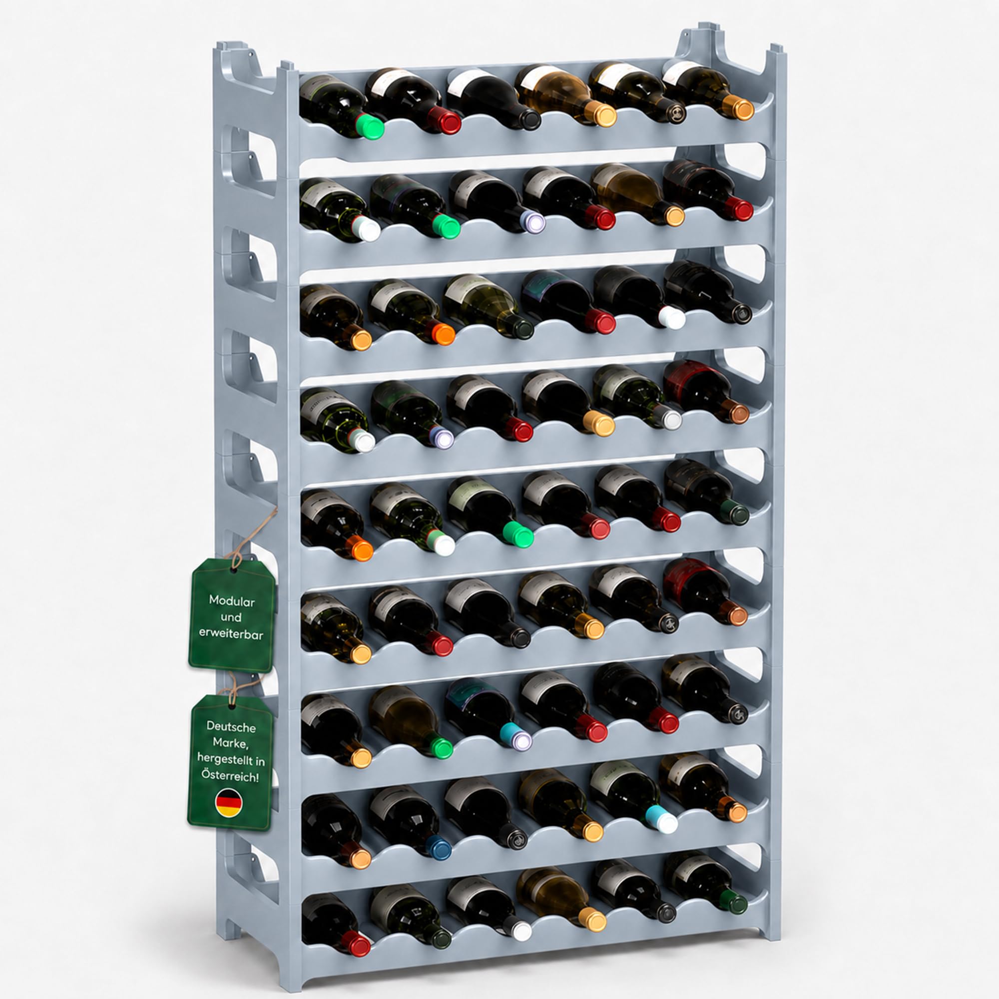 ARTECSIS® Weinregal stapelbar & modular erweiterbar Kunststoff für 12-72 Weinflaschen - Stabiles Flaschenregal & Getränkeregal Gastronomie-Qualität - Flaschen Weinständer & Weinflaschenhalter