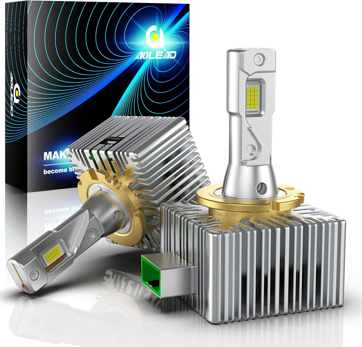 AOLEAD D3S LED Headlight Bulbs with Canbus Error Free 6000K White 70W