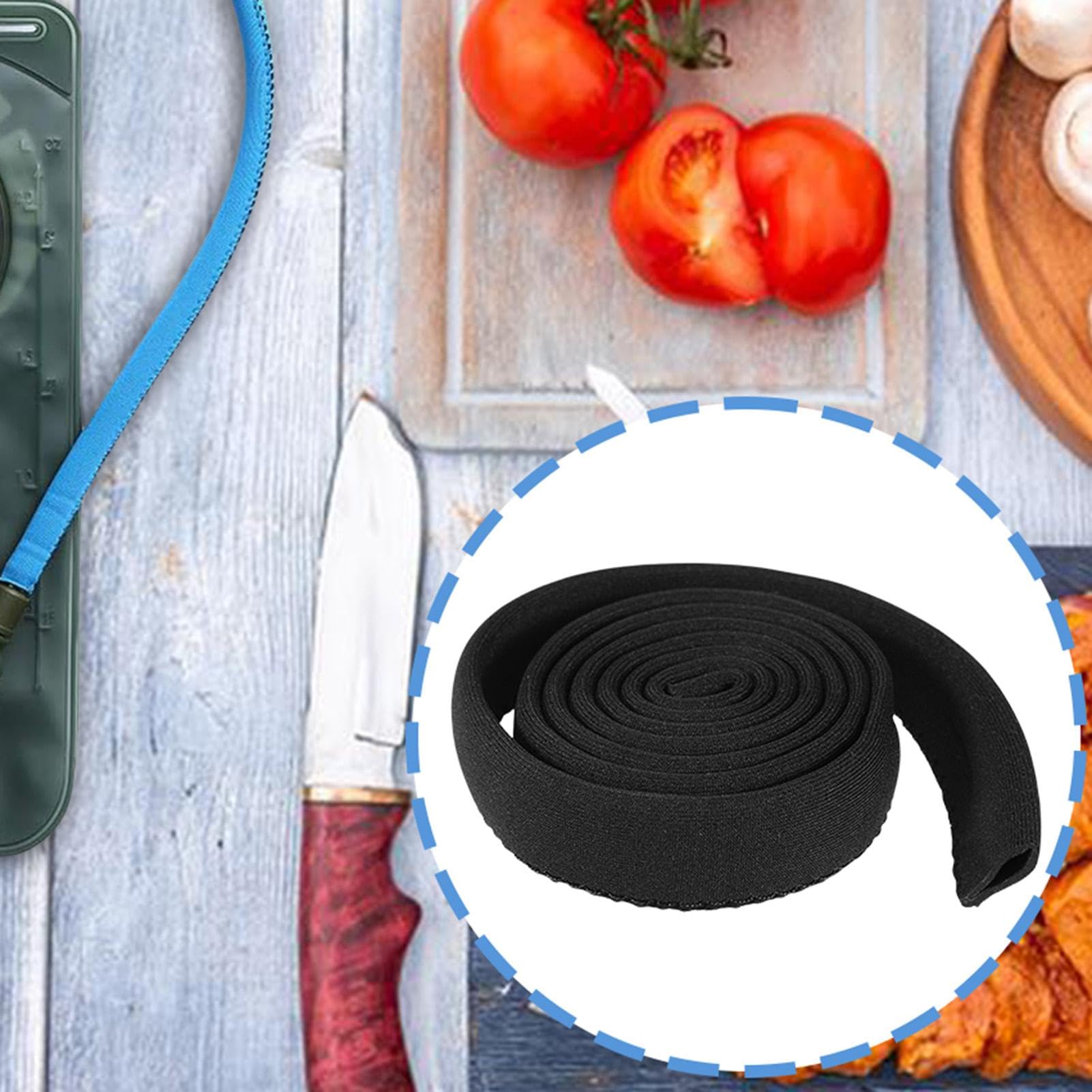Copertura per tubo, sacca d'acqua isolata, protezione in gomma per tubo di idratazione, scudo resistente alle intemperie, bevanda termica per antigelo e protezione UV, (90 cm, nero) per escursionismo,