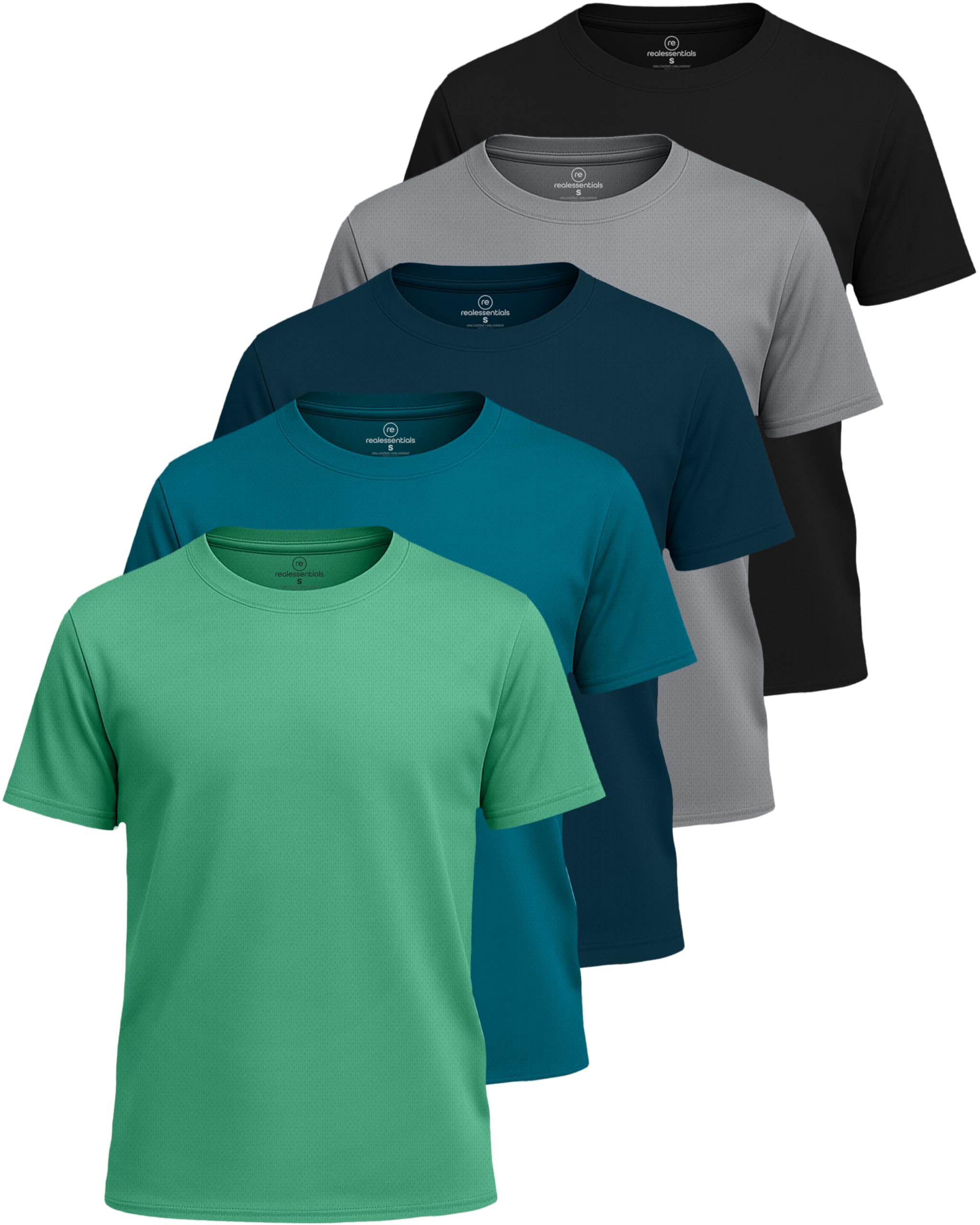 5 Pack: Boys' Mesh Short Sleeve Athletic T-Shirt - Youth Kids Teens Active Basketball Tops (4-18 Years)