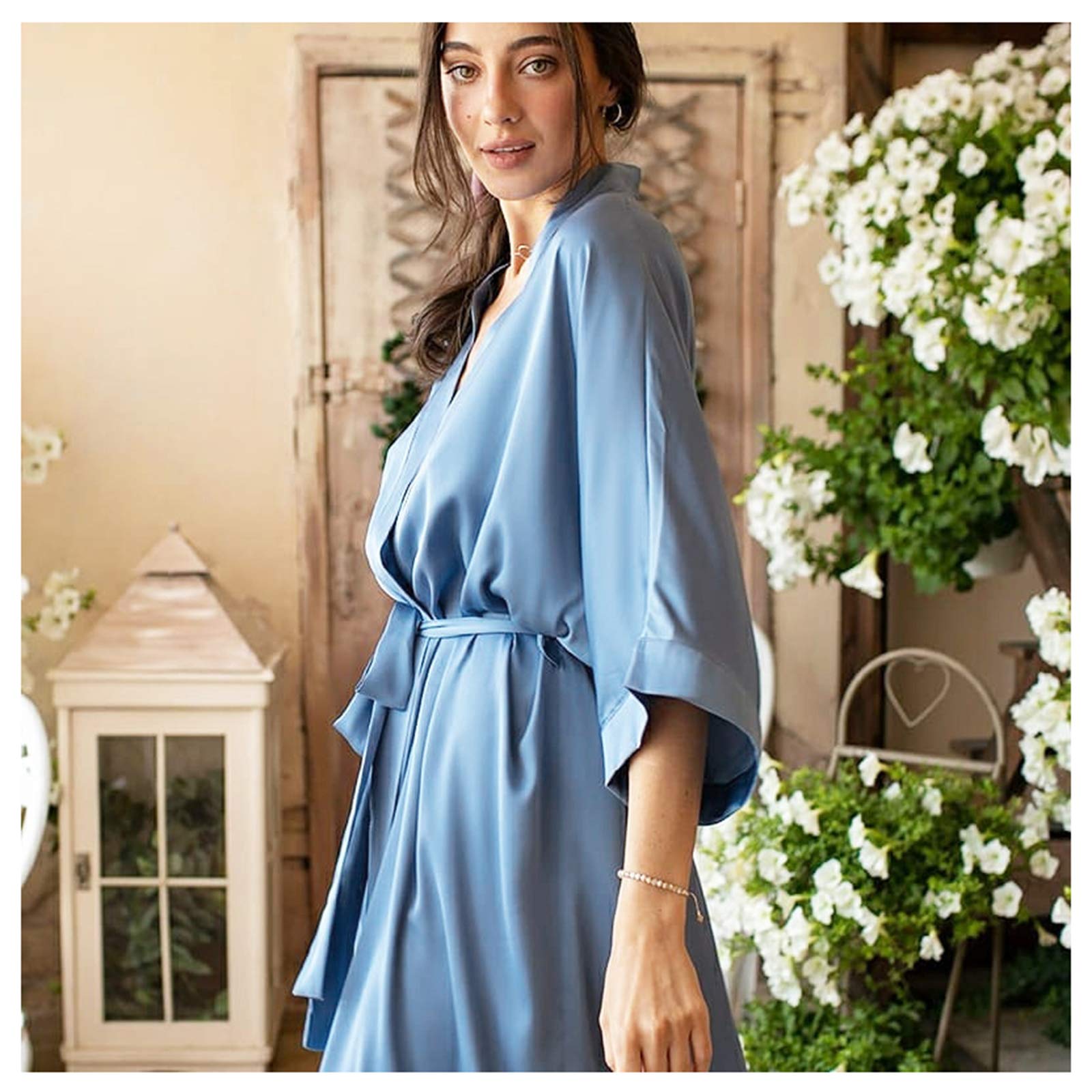 Pyjama mi-long bleu femmes L pour ne plus avoir froid au saut du lit