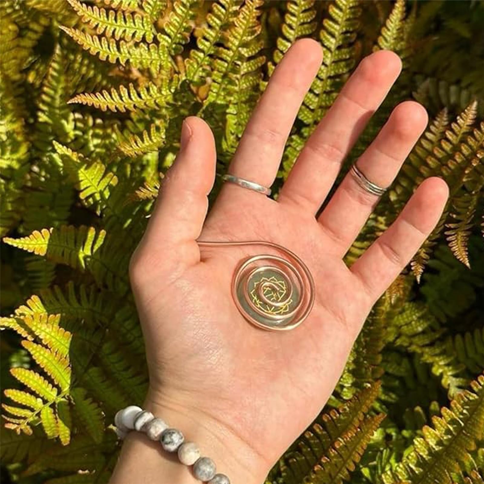Anelli a spirale in lega di rame per chakra bilanciamento e pratica di consapevolezza HanmdadePalm anelli cerchio di recupero spirituale
