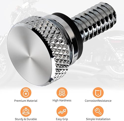 Miniatura 3 de Tornillo de asiento de motocicleta, tornillo de montaje moleteado para guardabarros trasero, 14 "-20 roscas de repuesto para Harley Touring