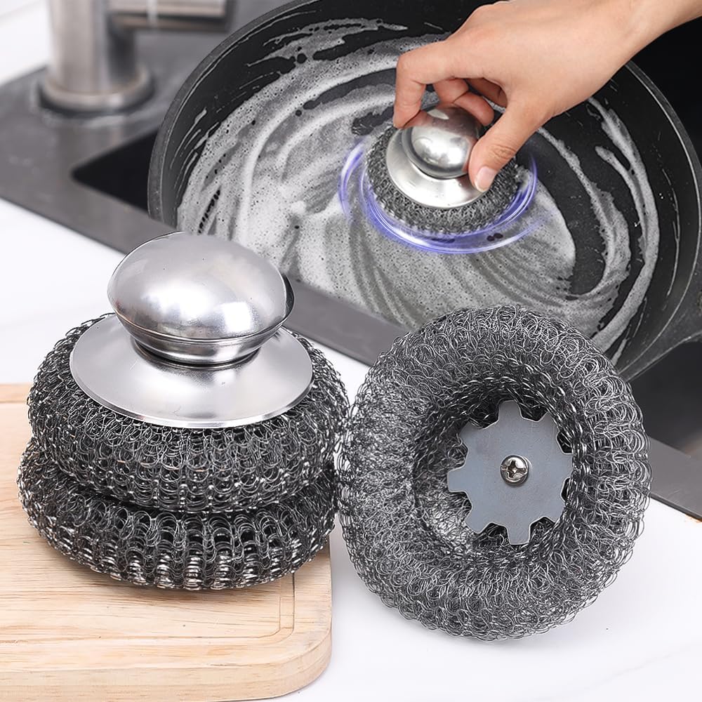 فرشاة وعاء من الستانلس ستيل بمقبض من الاسلاك، ادوات تنظيف منزل... - view 5