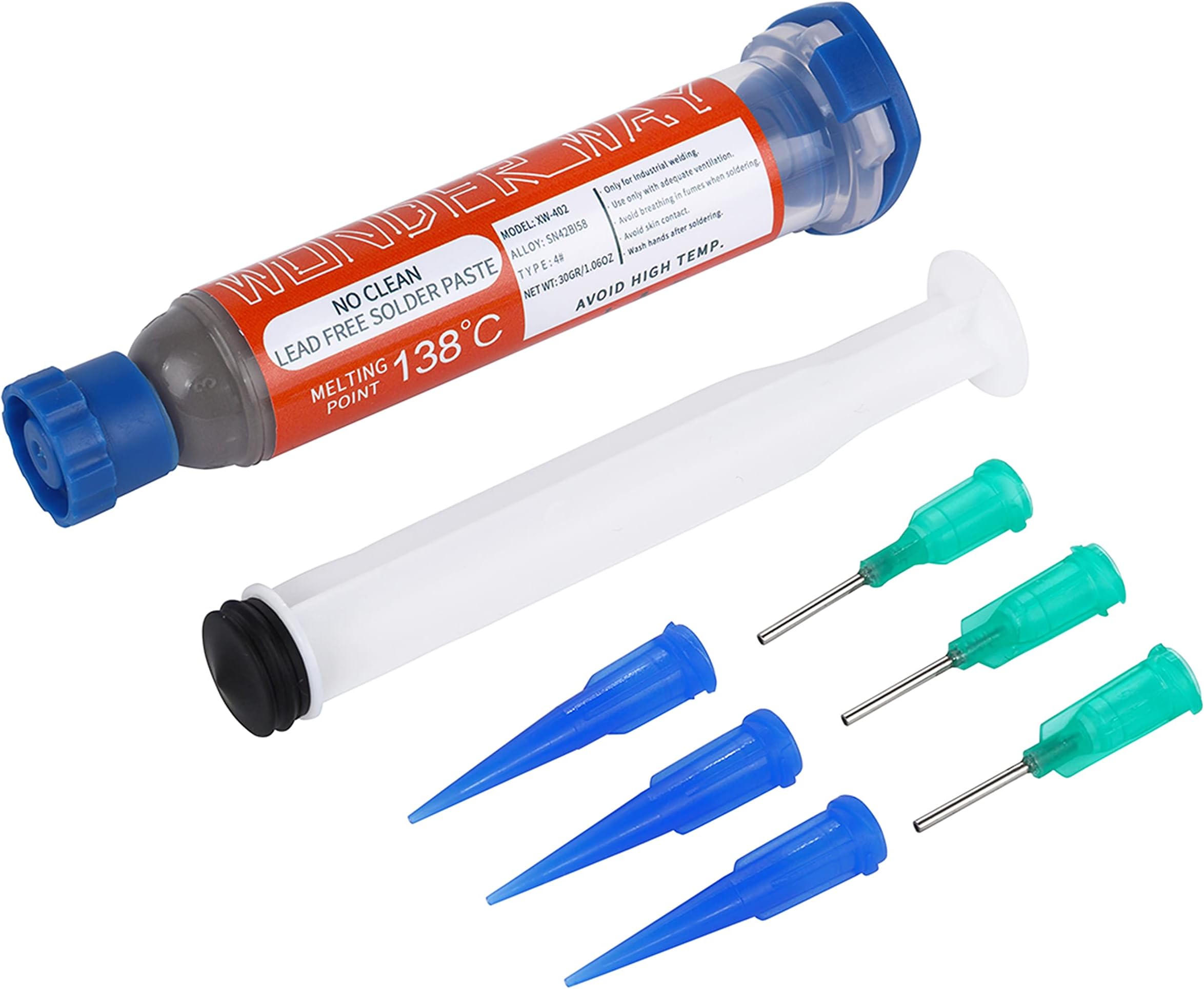 Wonderway Sn42/Bi58 Tin Lead Free Solder Paste 138℃ Low Point No-Clean Welding Soldering Tin for Electronics PCB IC Cellphone CPU LED BGA Repairing (30g)