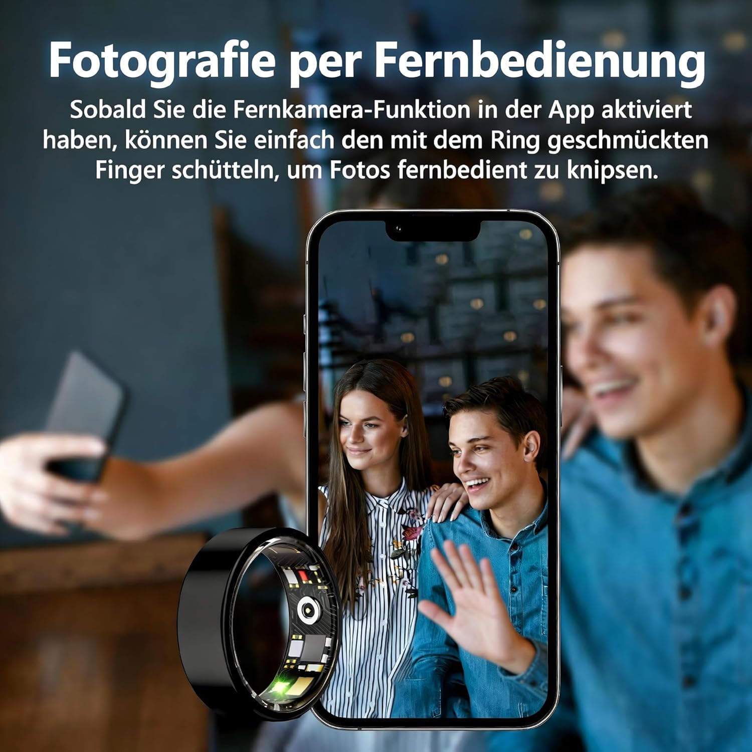 Smart Ring für Damen Herren, Fitness Tracking Ring mit Herzfrequenz, Schlafüberwachung, Schrittzählung für iOS und Android, Keine Abonnementgebühr, IP68 wasserdicht(Schwarz, 9)
