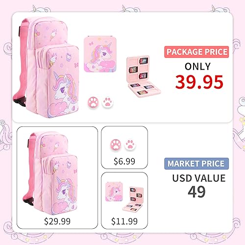 Miniatura 6 de GLDRAM Travel Crossbody Bag Compatible with Nintendo SwitchOLEDLite, Cute Portable Carrying Case Storage Bag for Unicorn, Thickened Shoulder Bag