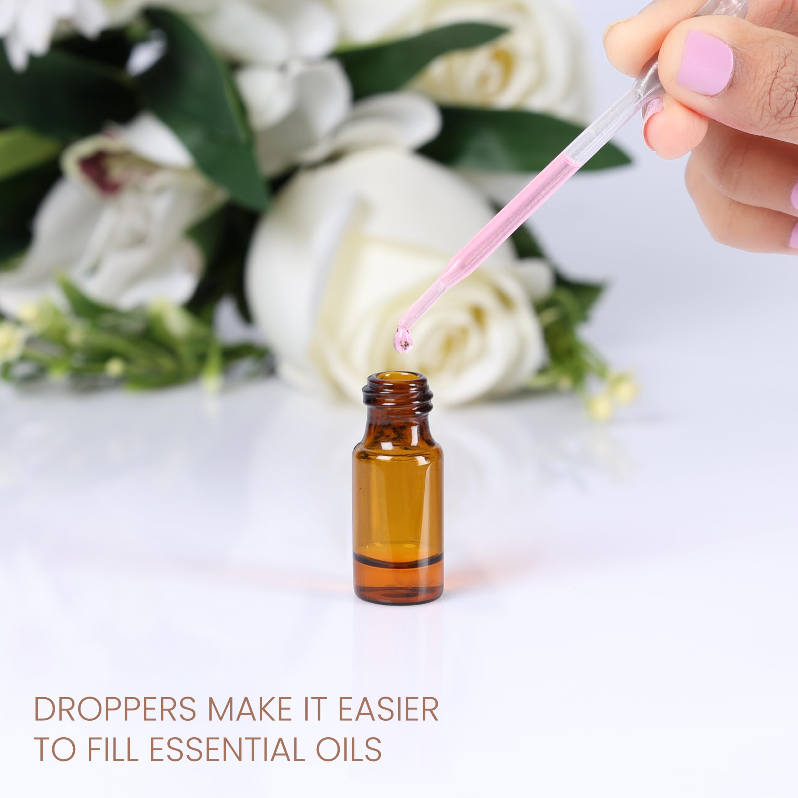 BELLE VOUS Roll On Huiles Essentielles (Lot de 24) - Flacon en Verre Ambré de 3 ml - Flacons Vides Rechargeables avec Bille en Inox et Pipettes à Huile, Parfum et Aromathérapie