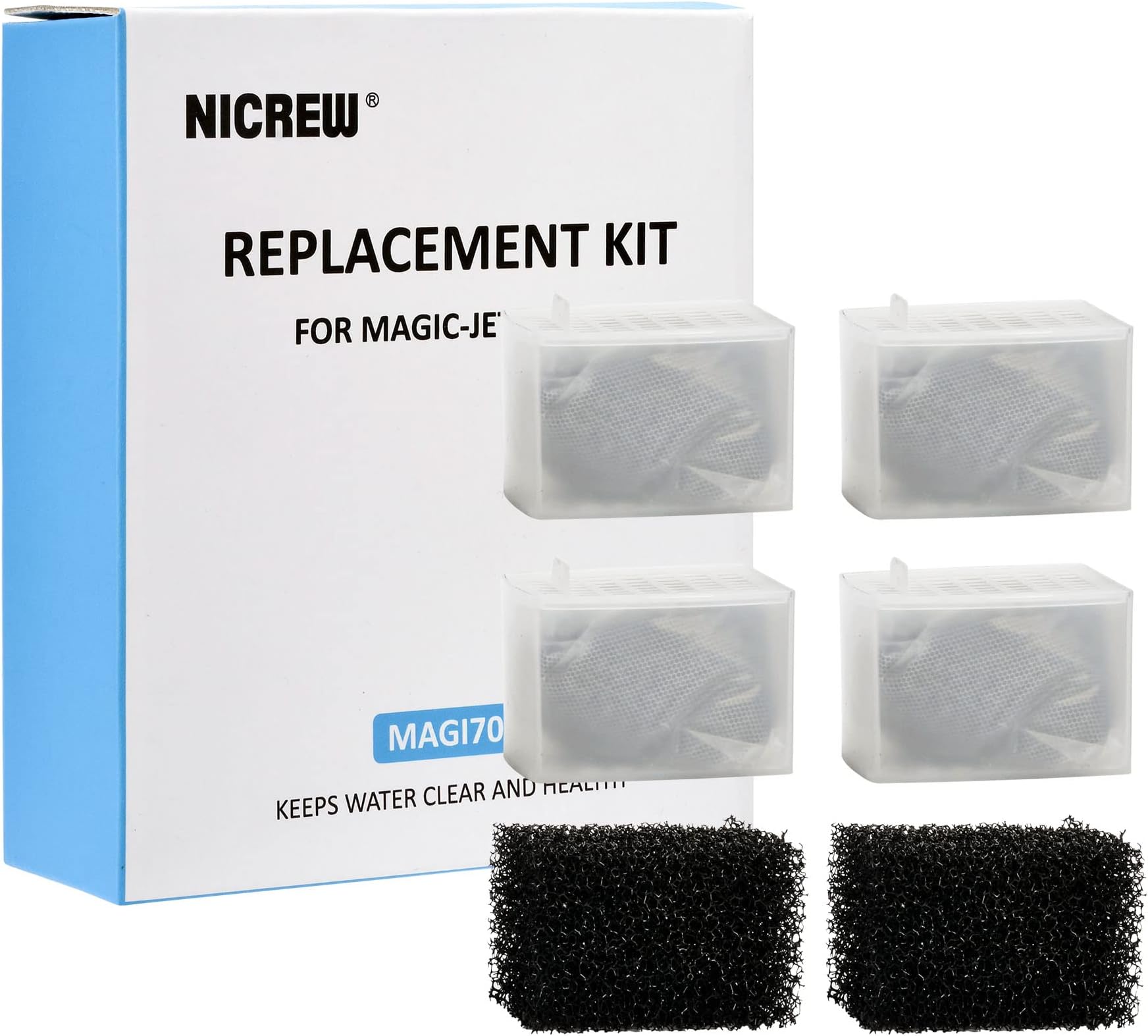 NICREW Replace Cartridge Fish Tank Filter 700L/H, Aquarium Filter Foam