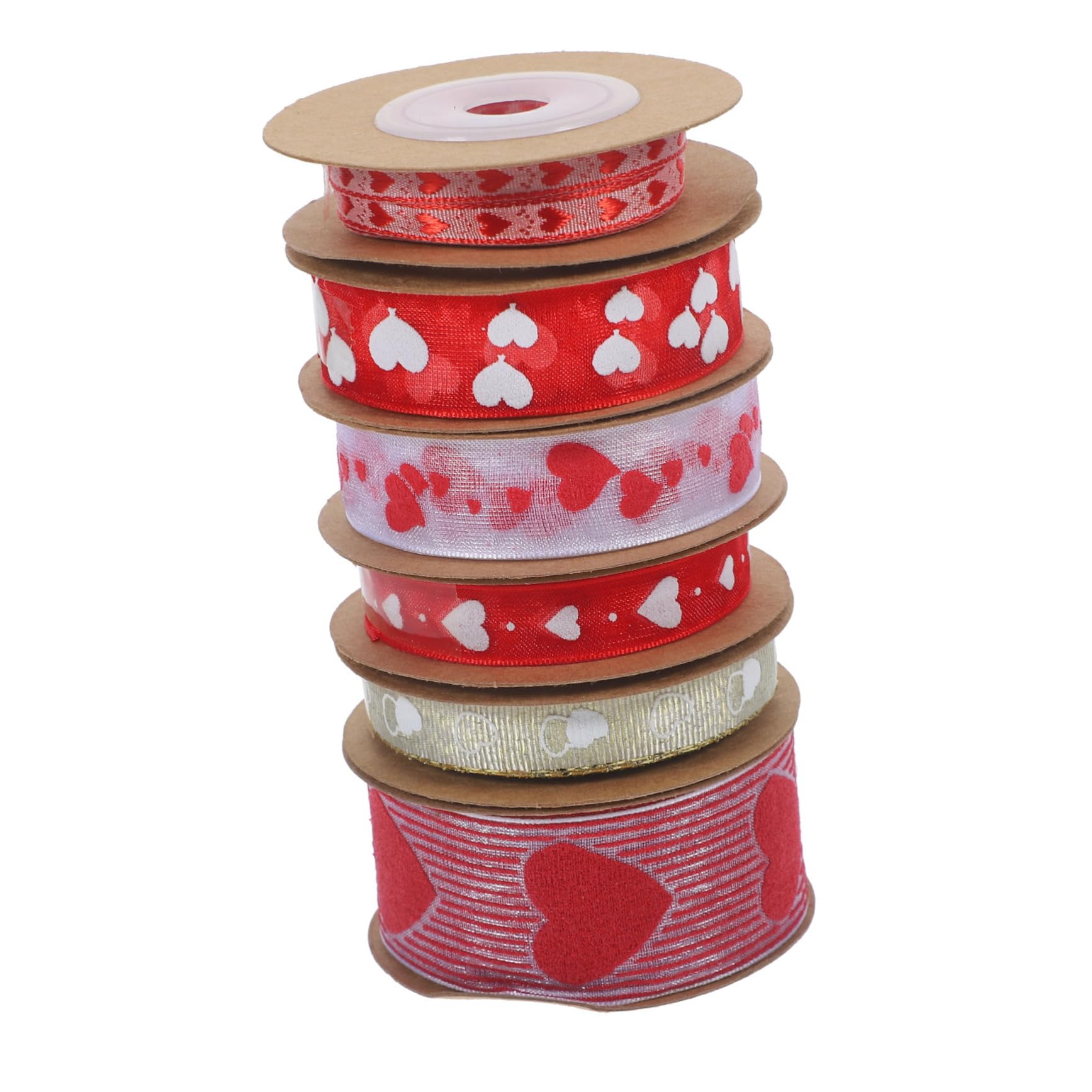 NUOBESTY 24rollen Herz-muster-ribbon Für Valentinstag Dekorationsband Für Hochzeiten Und Pro Mehrzweckbänder Für Diy Und Partydekoration