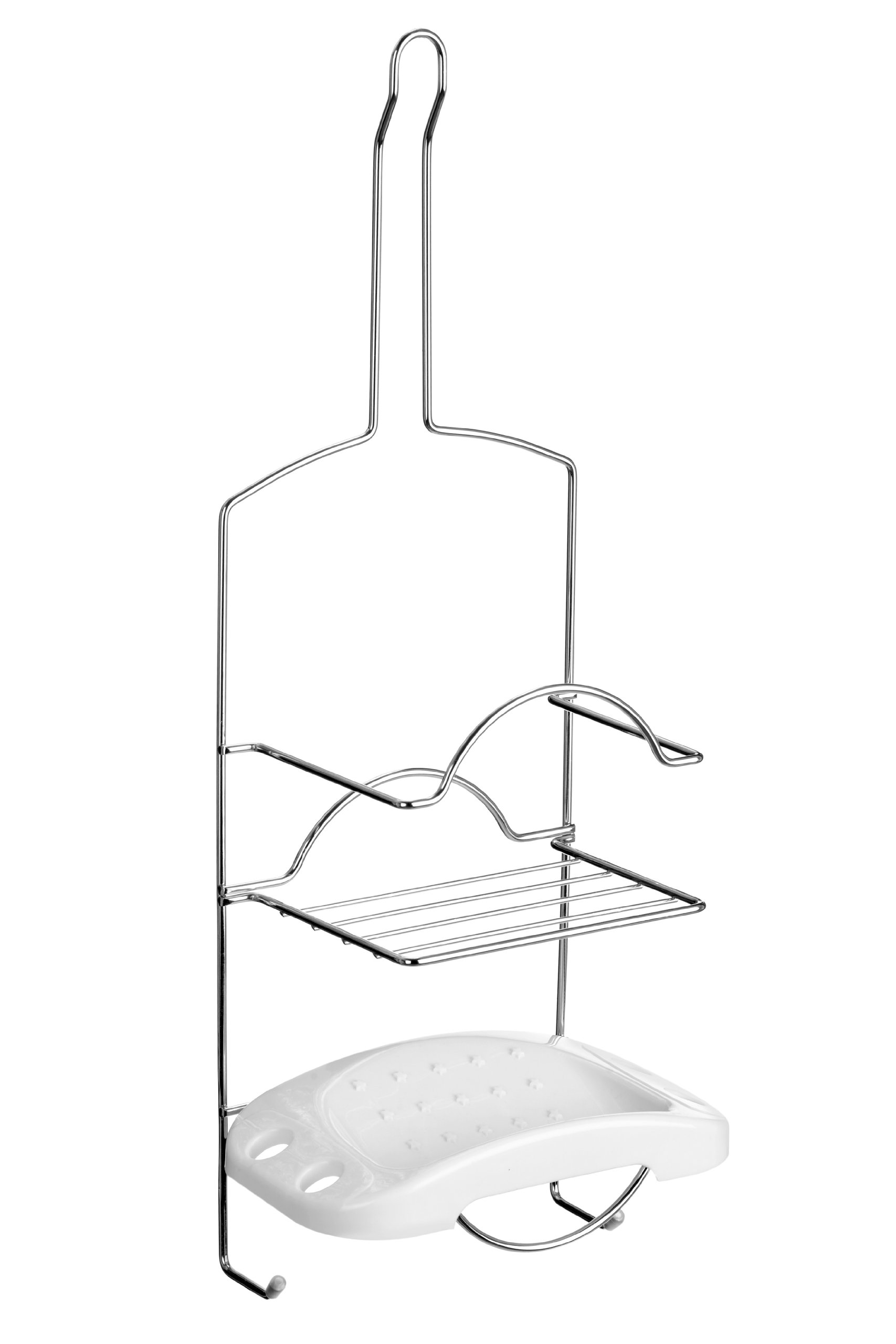 Premier Housewares Interiors By Premier Contemporary 2 Tier White Shower CaddyChrome Finish Metal Bathroom CaddyWall Hanging Shower Shelf from B&Q