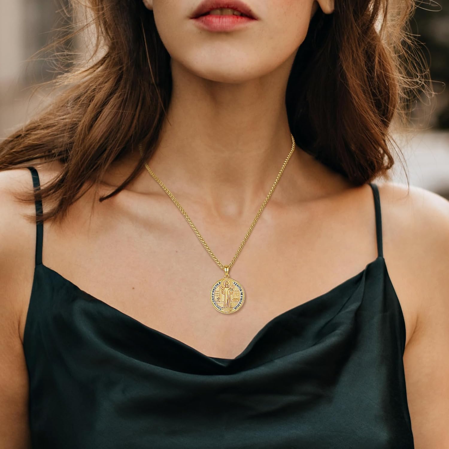 INFUSEU Catholic Protection Faith Necklace Collection, Virgin Mary St Benedict St Christopher St Florian St Joan of Arc - Image 4