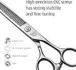 3pcs Ciseaux de grooming pour chien Ensemble droit Poignées courbes en acier inoxydable minces pour animaux de compagnie Grooming Sharp et durable avec boîtier adapté aux utilisateurs à domicile et professionnel Goomer