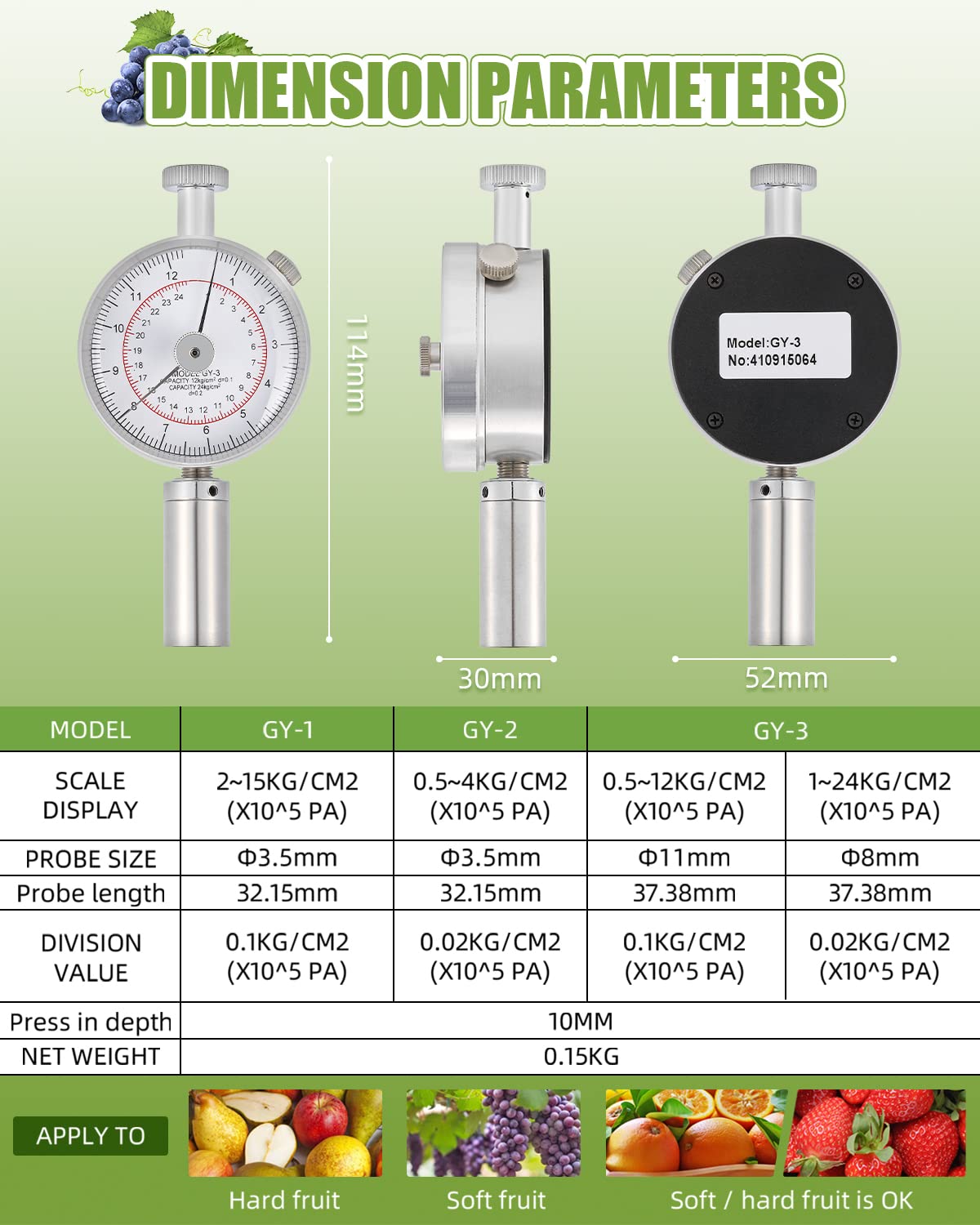 NEWTRY GY-3 Penetrometro Frutta Durezza Tester
