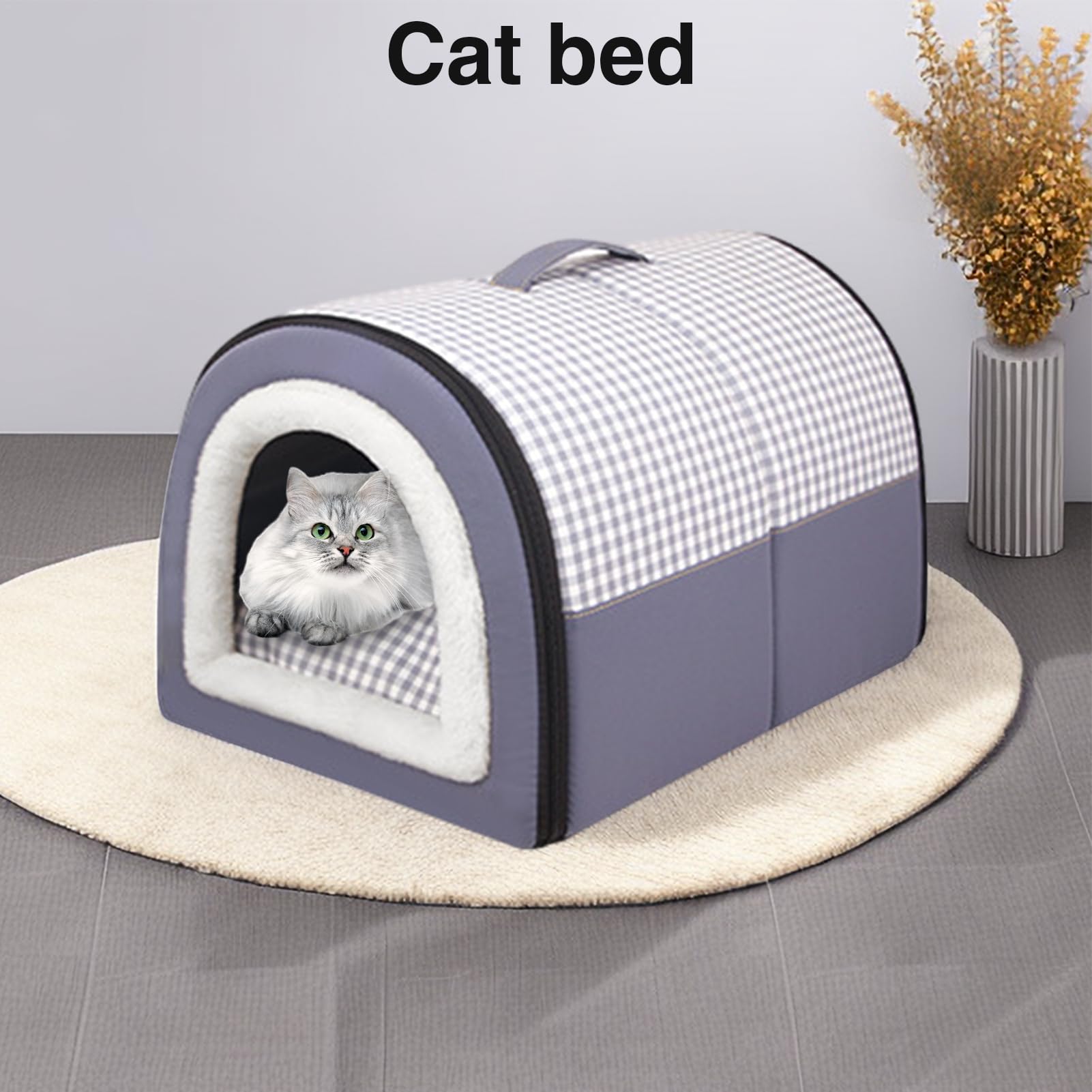 Casetta per gatti per esterni, resistente all'inverno, in tessuto Oxford, isolata invernale calda, cuccia per gatti semi-chiusa, cuccia per gatti antiscivolo, per interni, impermeabile | isolata invernale calda, cuccia per gatti semi-chiusa, cuccia per ga