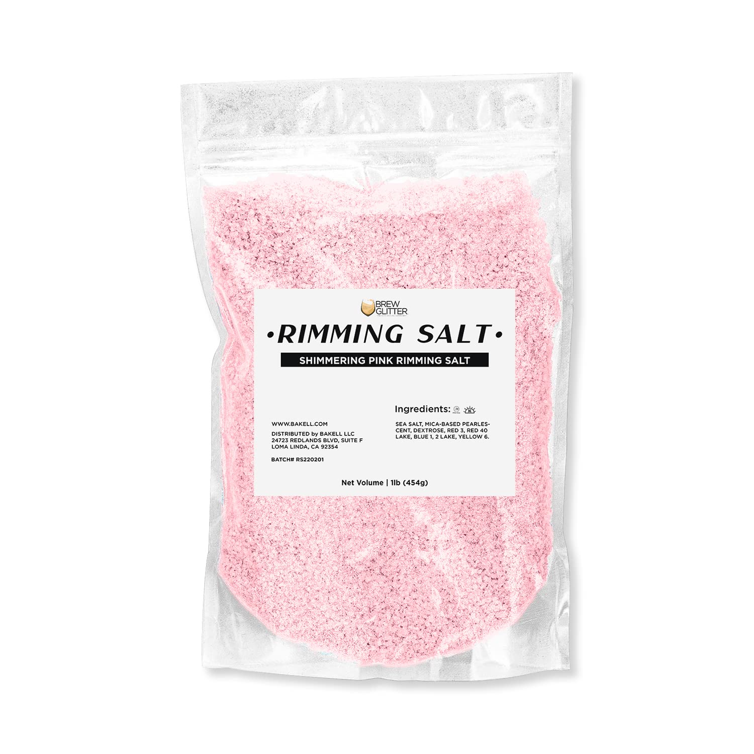 Brew Glitter - Shimmering Pink Rimming Salt (1LB, 1x Resealable Bag) Edible Glitter Blended Cocktail Garnish for Mixed Drinks and Beverages