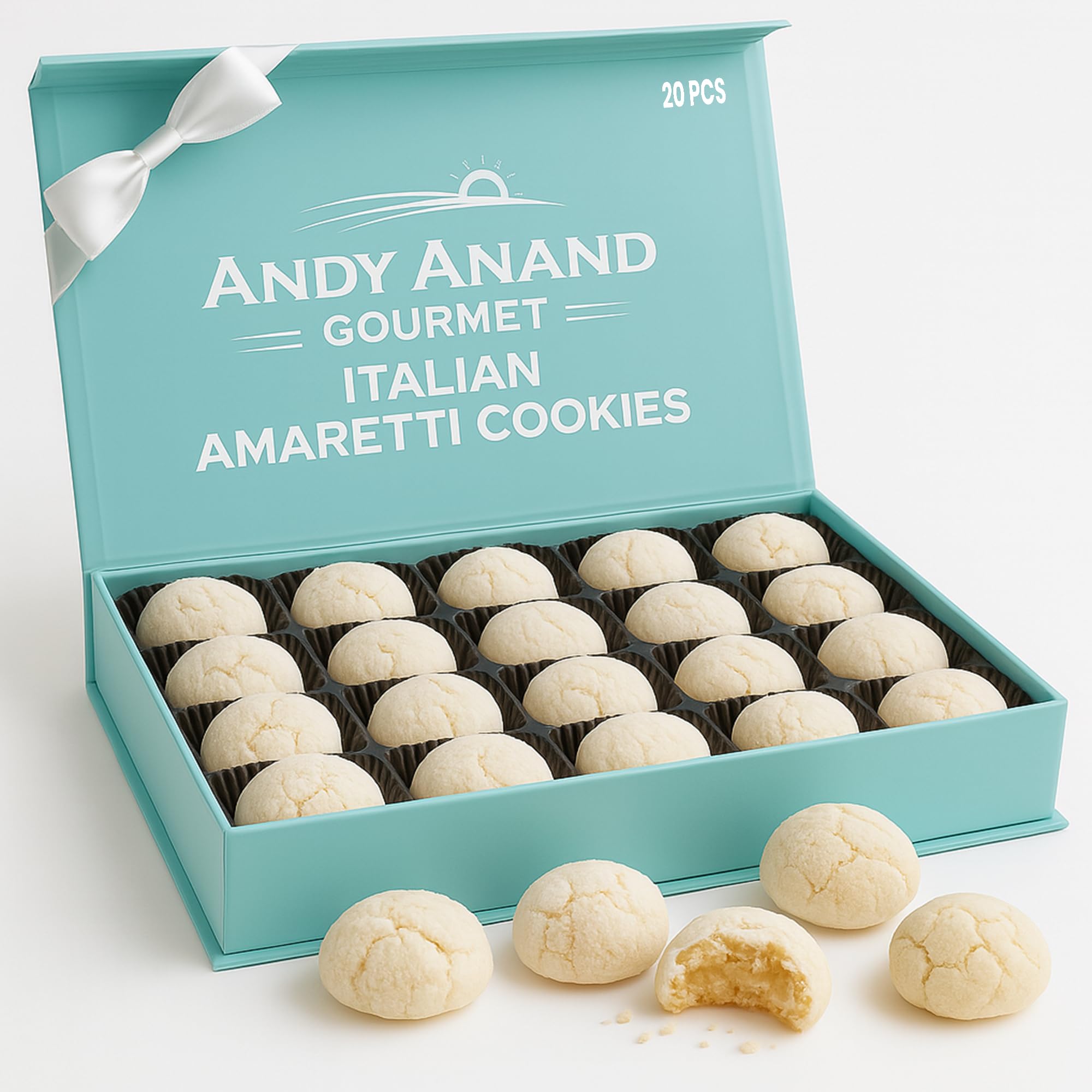 Andy Anand Sugar Free Gourmet Italian Soft Amaretti Almond Cookies in 4 flavors 20 pcs, Gluten Free, Slowly savor for an amazing experience with a luxuriously creamy feel, Made in Italy (10 Oz)