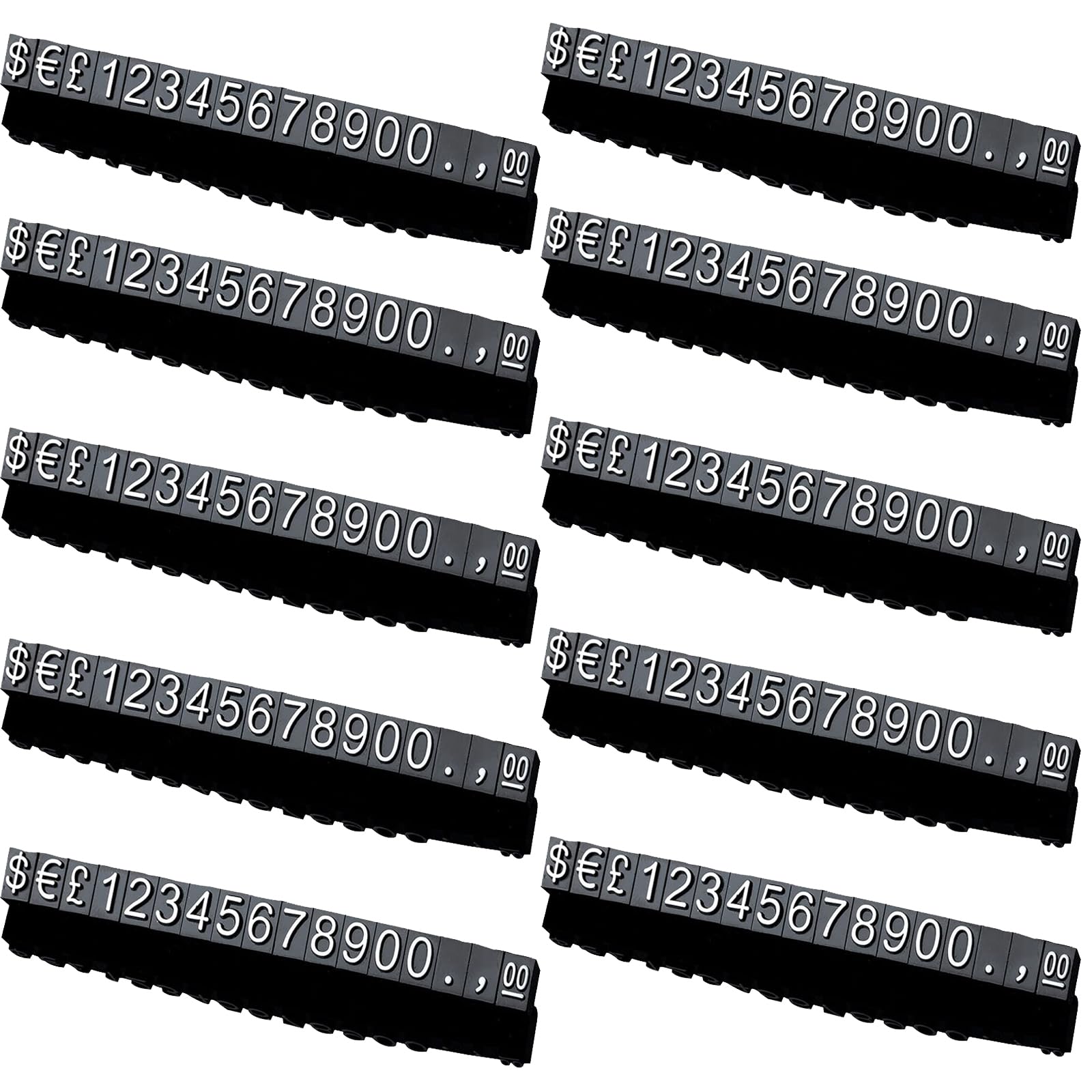 Unifizz Digital Price Tag, ABS Counter Commodity Price Label Tag, £ € $ Arabic Number Price Display Board, Black Base White Word 10 PCS