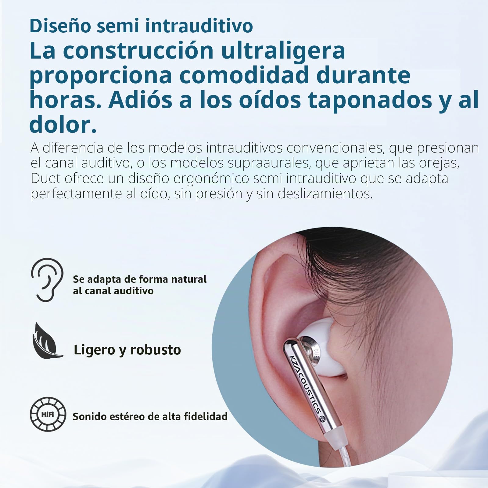 KZA COUSTICS KZ Duet In Ear Auriculares con Cable, Controladores Dinámicos Duales, Auriculares Gaming, Auriculares HiFi con Graves, Micrófono con Cancelación de Ruido, Cable Plateado, para PC, Consola