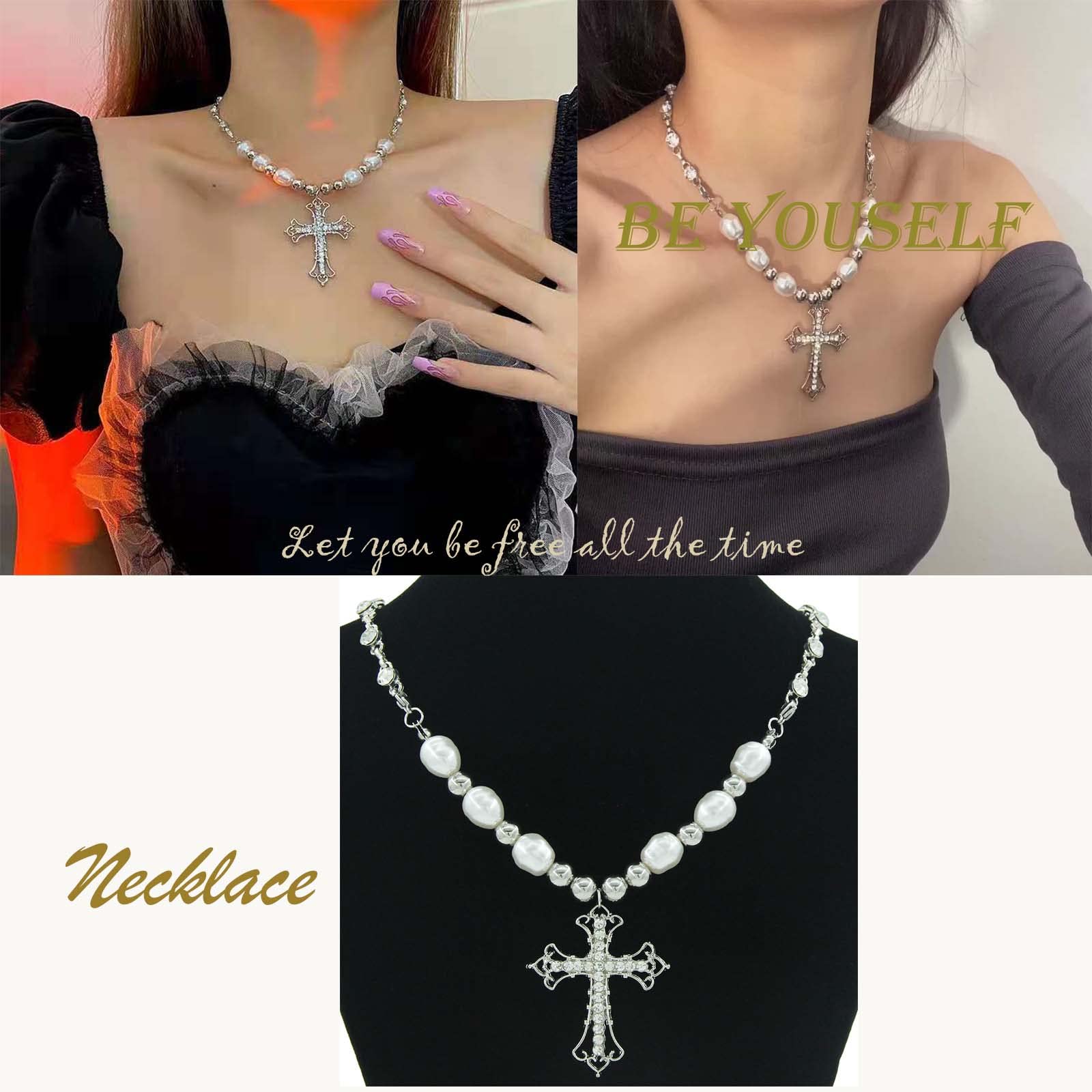 Yienate Punk Nero Croce Collana Choker Gotico Nero Catena Choker Croce Crocifisso Pendente Collana Tono Nero Religioso Bibbia Crocifisso Collana Fascino Per Le Donne E Gli Uomini