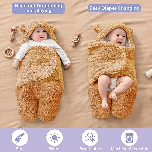 Miniatura 3 de FUNUPUP Manta de bebé para niños recién nacidos de 3 a 6 meses, 2.5 TOG suave y cálida para bebé, manta de recepción de oso lindo para recién nacido